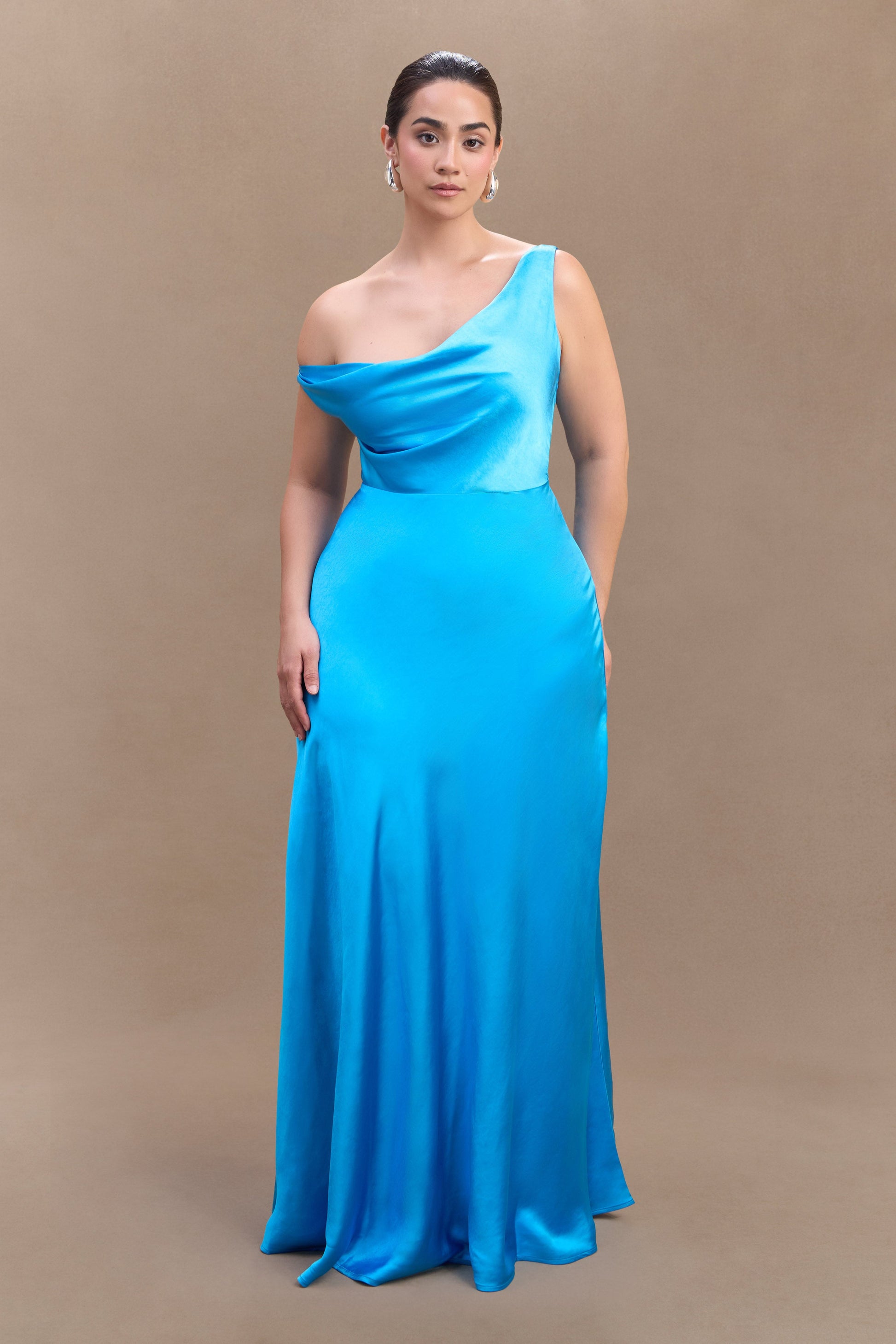 Jacinta One Shoulder Maxi Dress / Cyan Blue | MESHKI