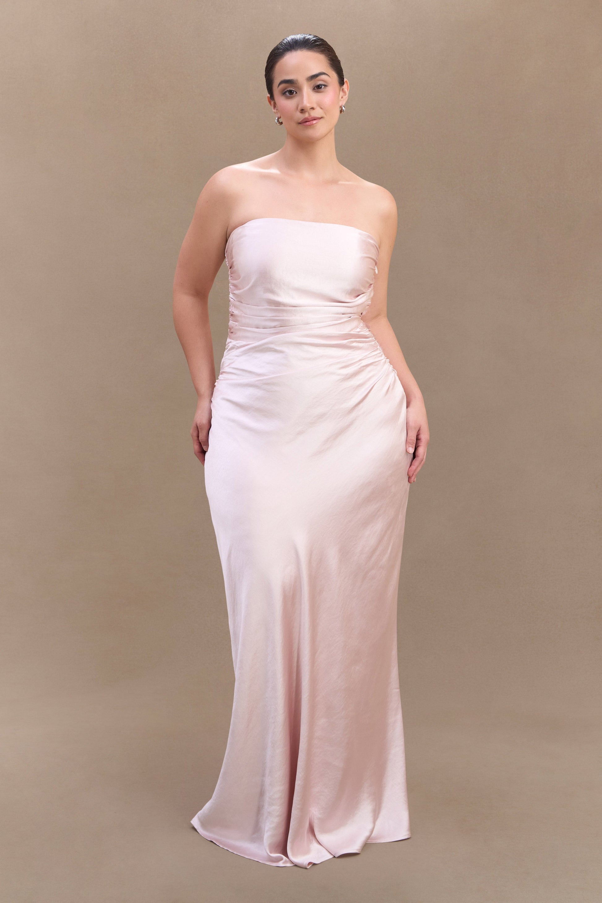 Cedar Strapless Satin Maxi Dress - Soft Pink #5
