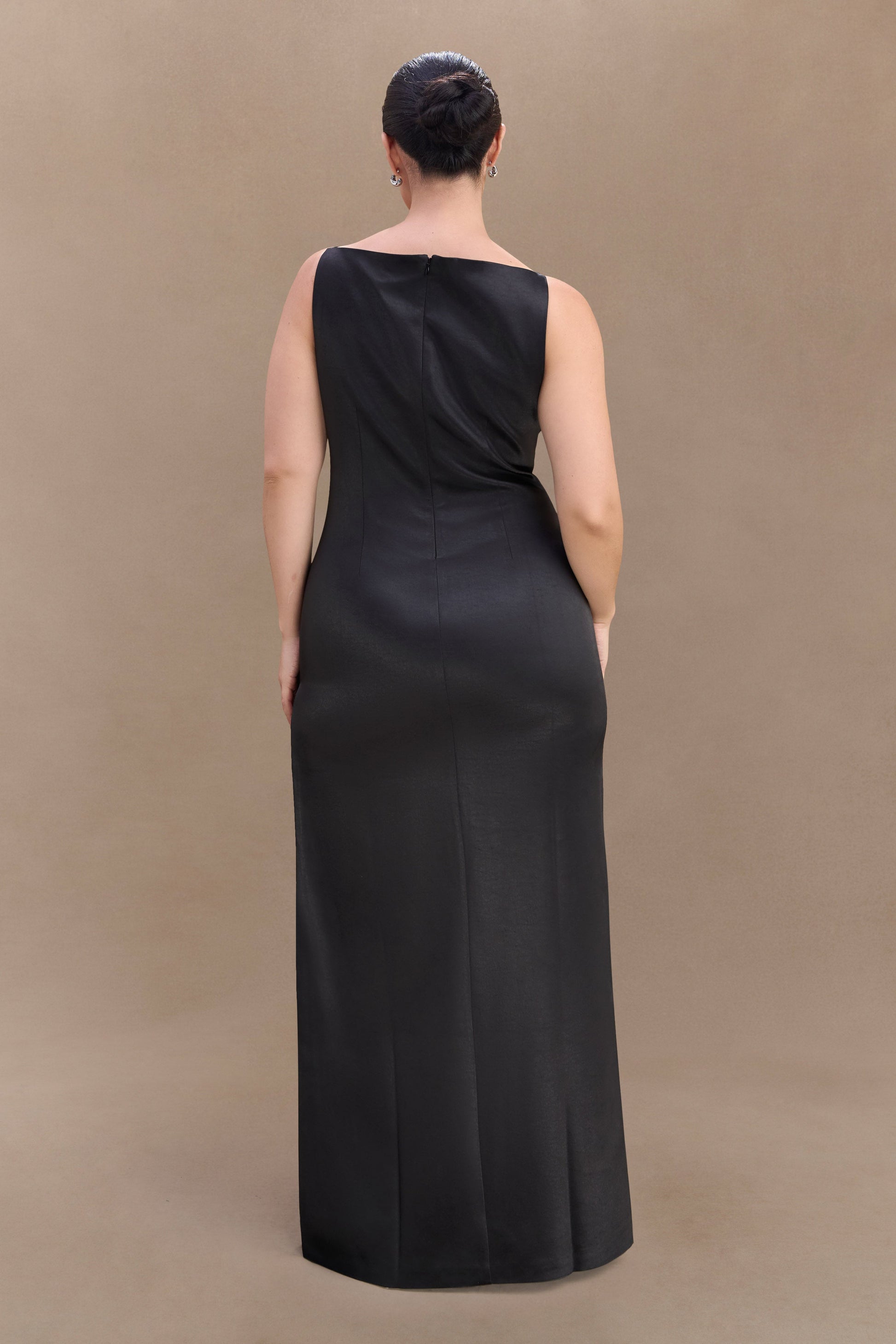 Violet Sleeveless Satin Maxi Dress - Black Violet Sleeveless Satin Maxi Dress - Black