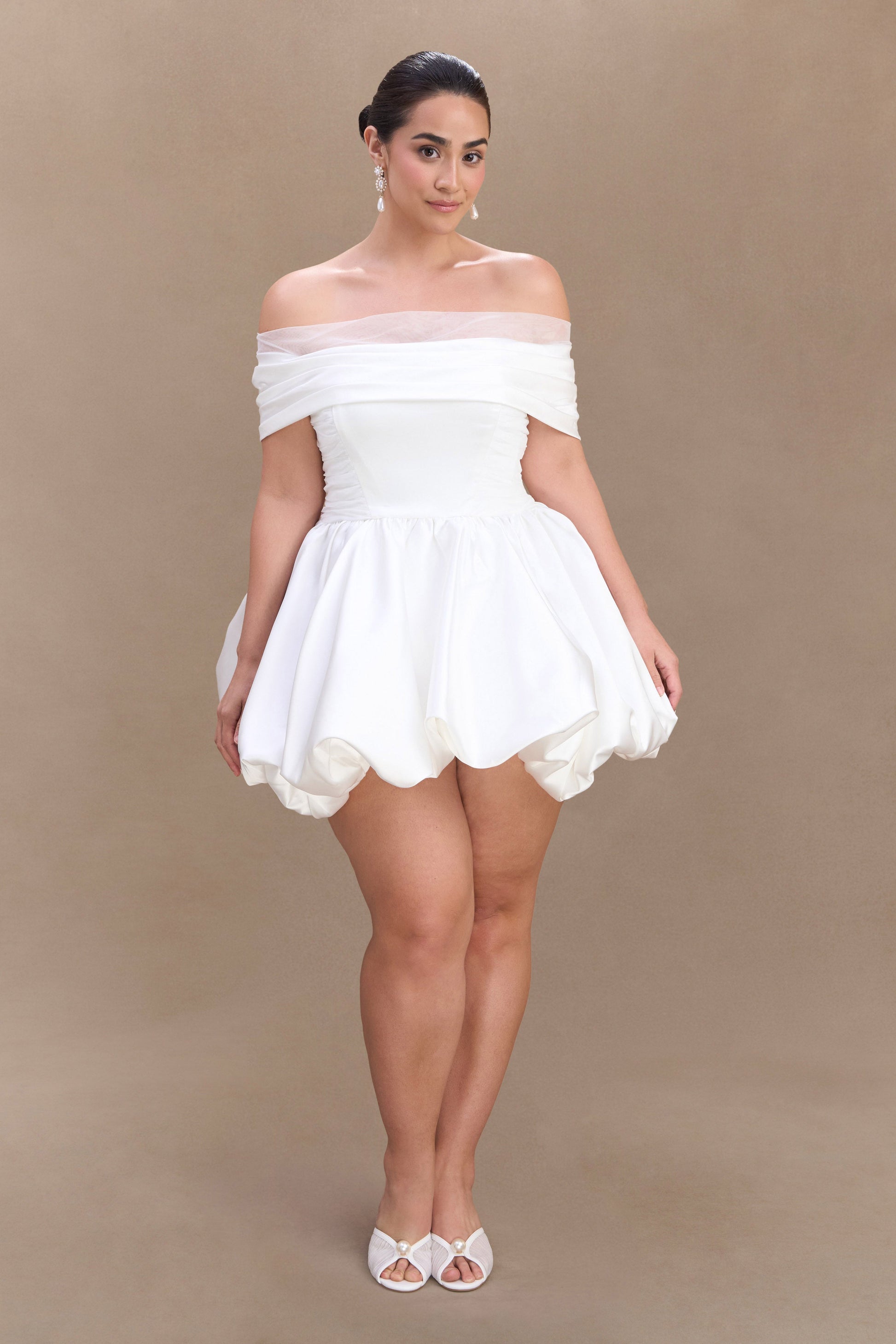 Lauretta Off Shoulder Mini Dress - White Lauretta Off Shoulder Mini Dress - White