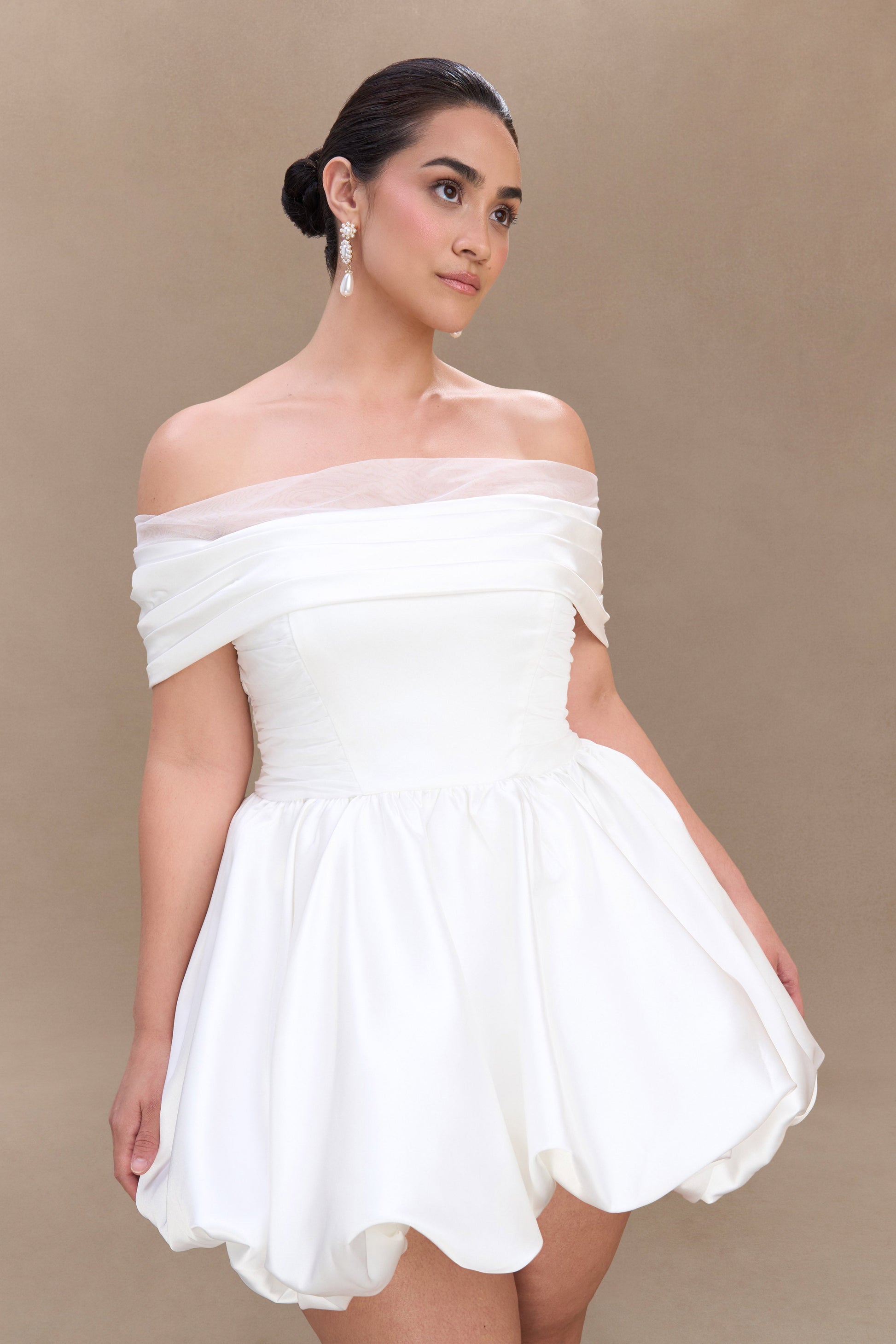 Lauretta Off Shoulder Mini Dress / White | Meshki | Xs Lauretta Off Shoulder Mini Dress / White | Meshki | Xs