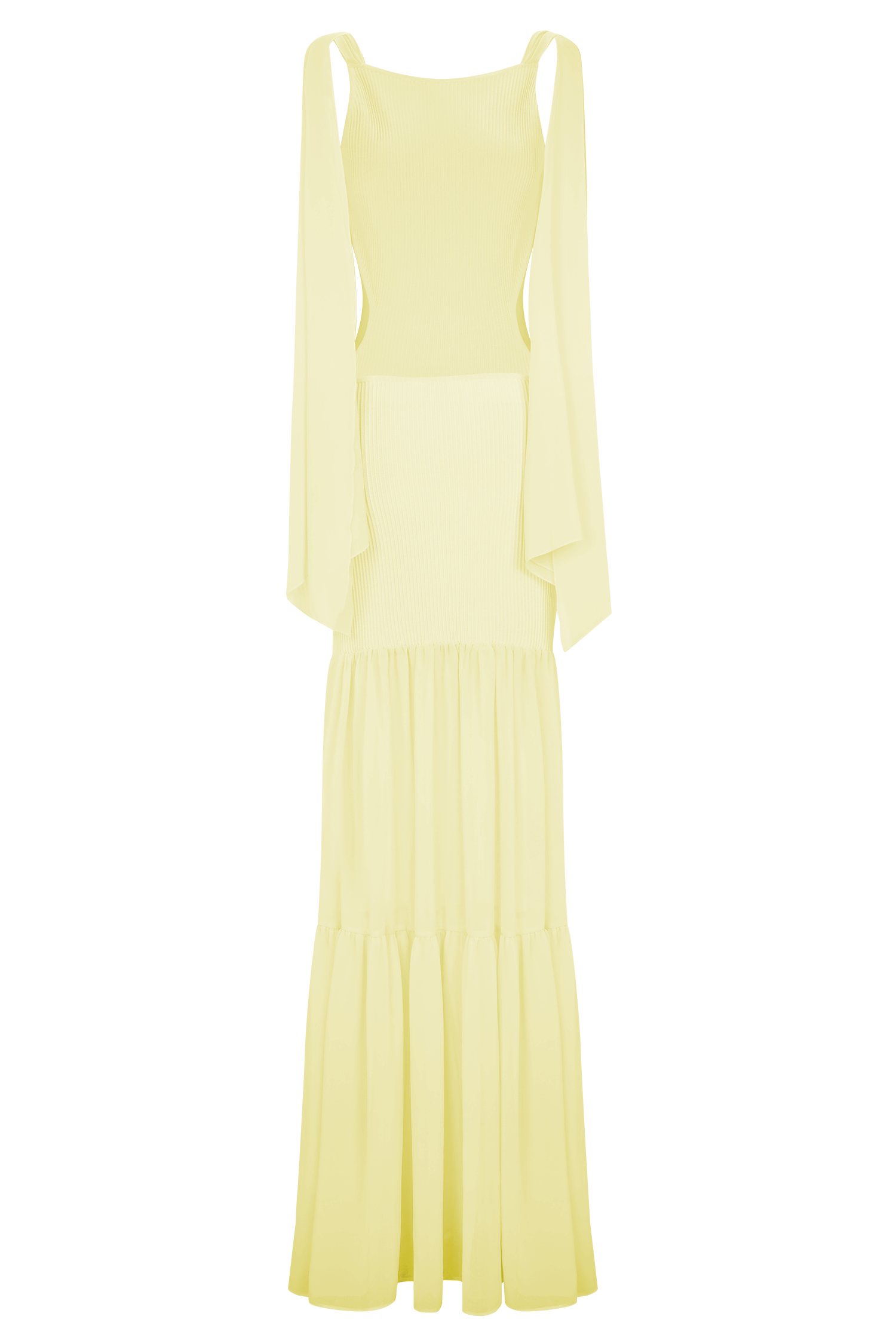 Haille Knit Chiffon Maxi Dress / Lemon | MESHKI