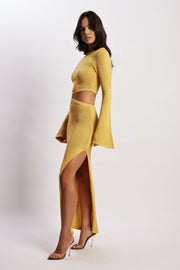 Anna Flare Sleeve Knit Dress - Yellow