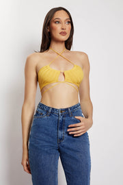 Red Ribbed Knit Halter Crop Top - FINAL SALE – Mesh