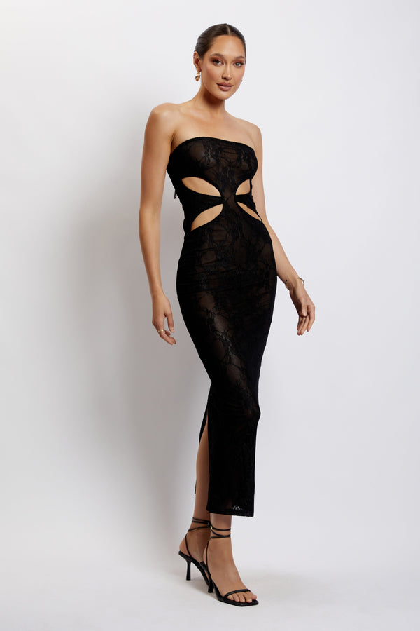 Dominique Back Lace Up Sexy Bodycon Slit Leather Dress – Sunset