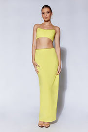 Sweeney Diamante Maxi Skirt With Split - Chartreuse