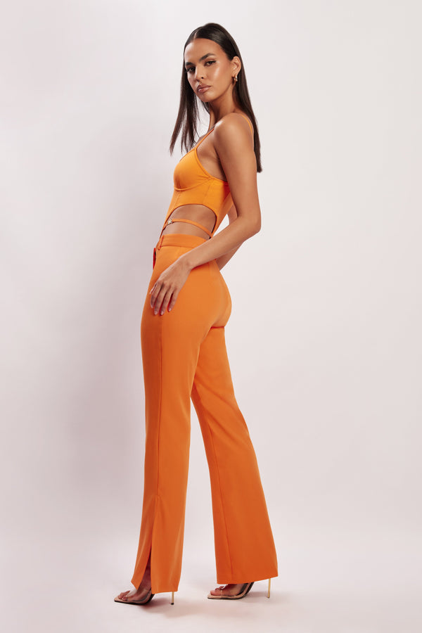 Steph Cut Out Bodysuit With Hardware - Tangerine