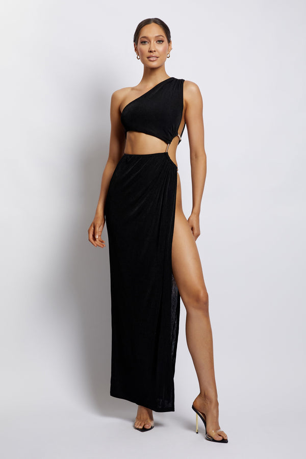  Women's Sexy One Shoulder Open Back Maxi Dress Ruched