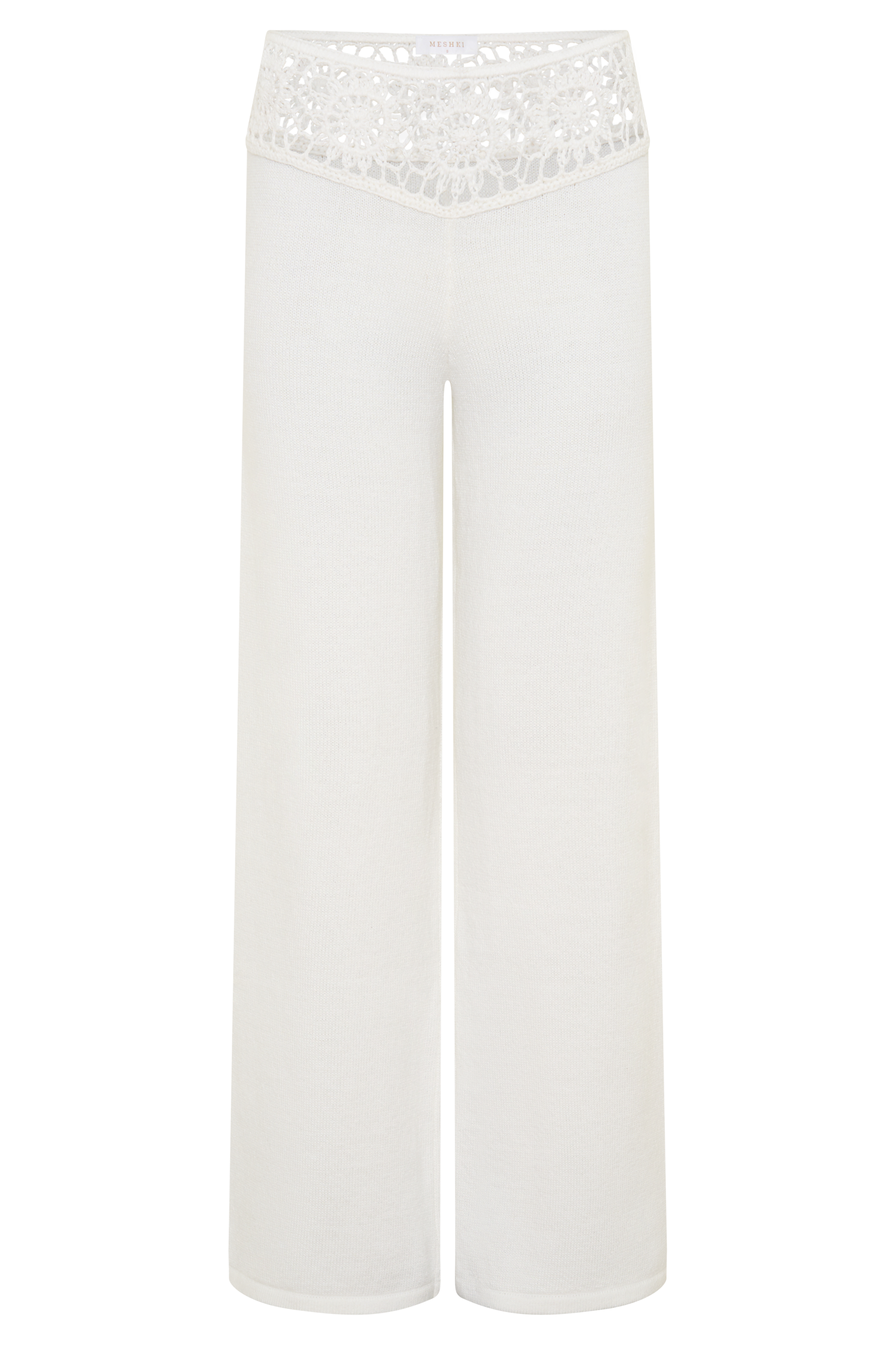 パンツ Mary knit pants ivory andmary Miley Crochet Waistband Straight Leg Pant - Ivory | MESHKI US