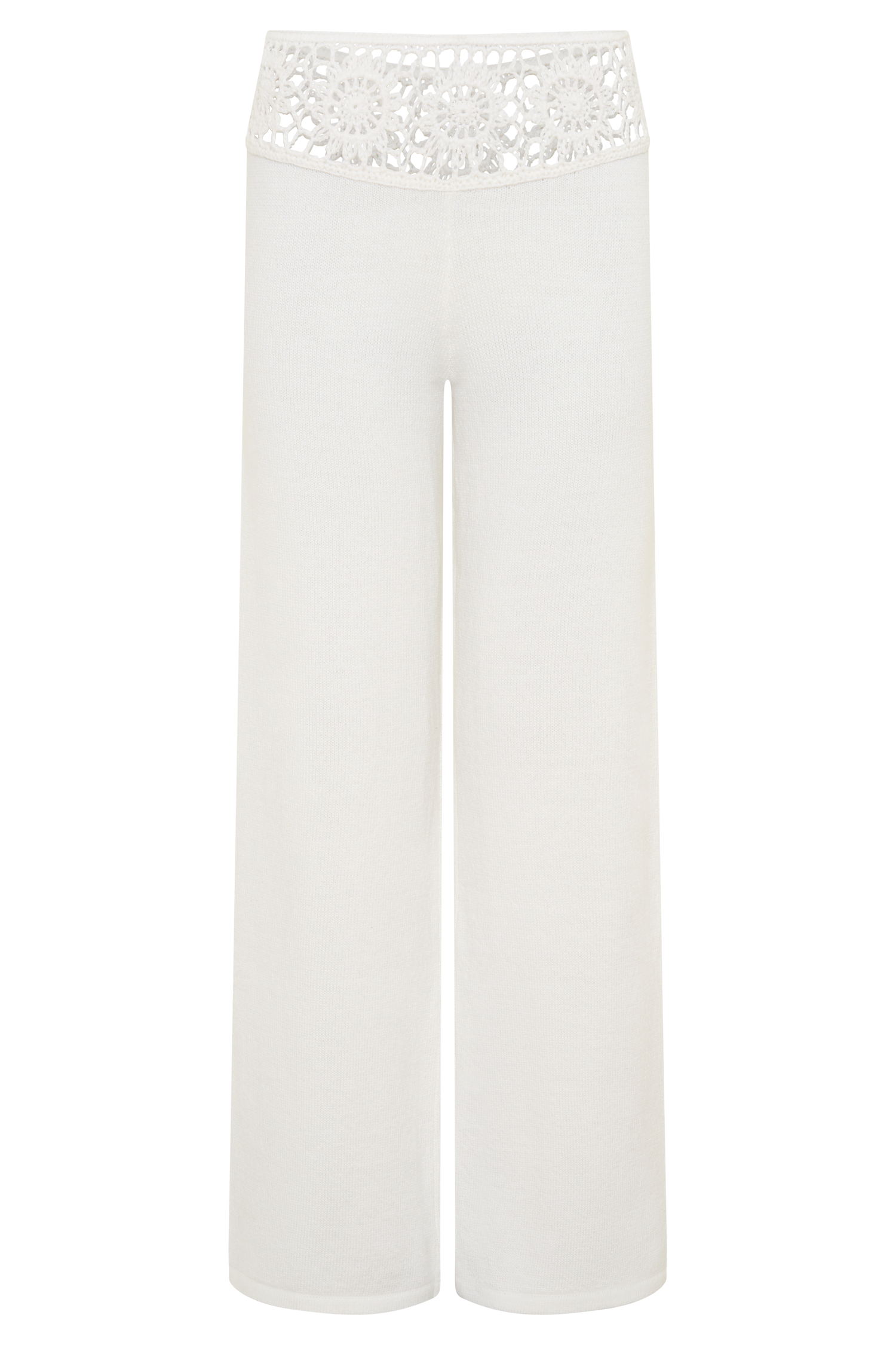 Miley Crochet Waistband Straight Leg Pant - Ivory | MESHKI US