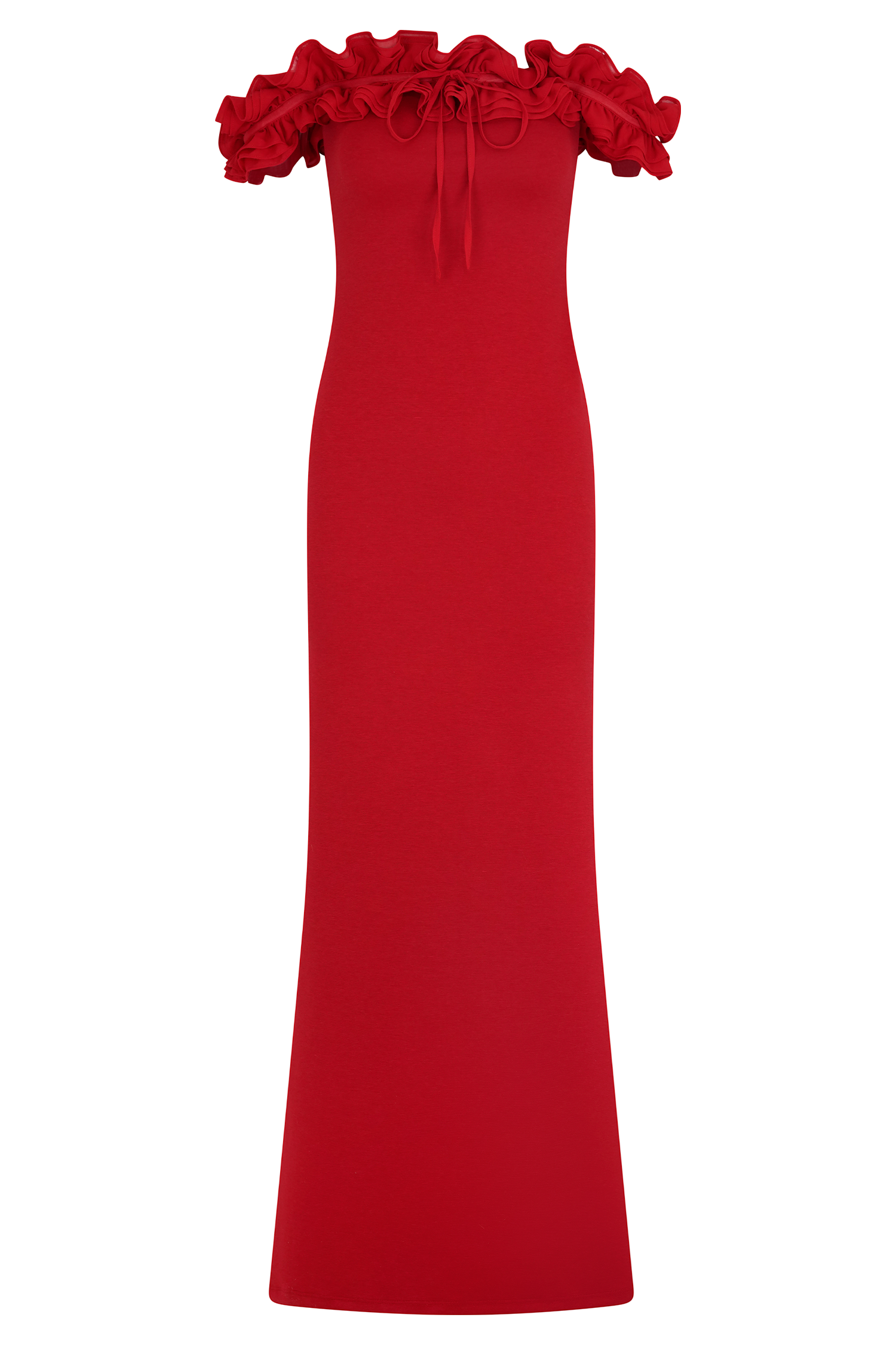 Nova Ruffle Off Shoulder Maxi Dress - Ruby #9