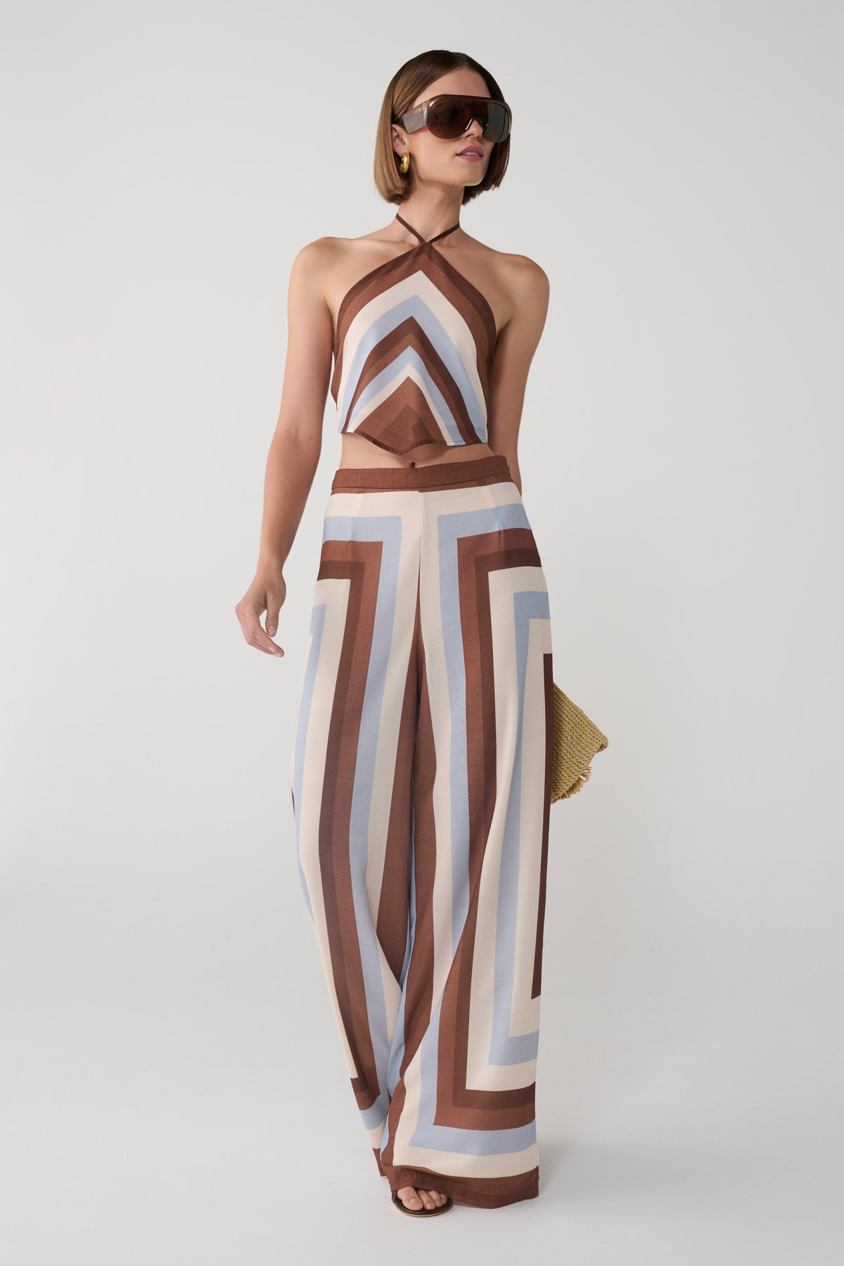 Rachel Chiffon Straight Leg Pants - Blue Stripe #5