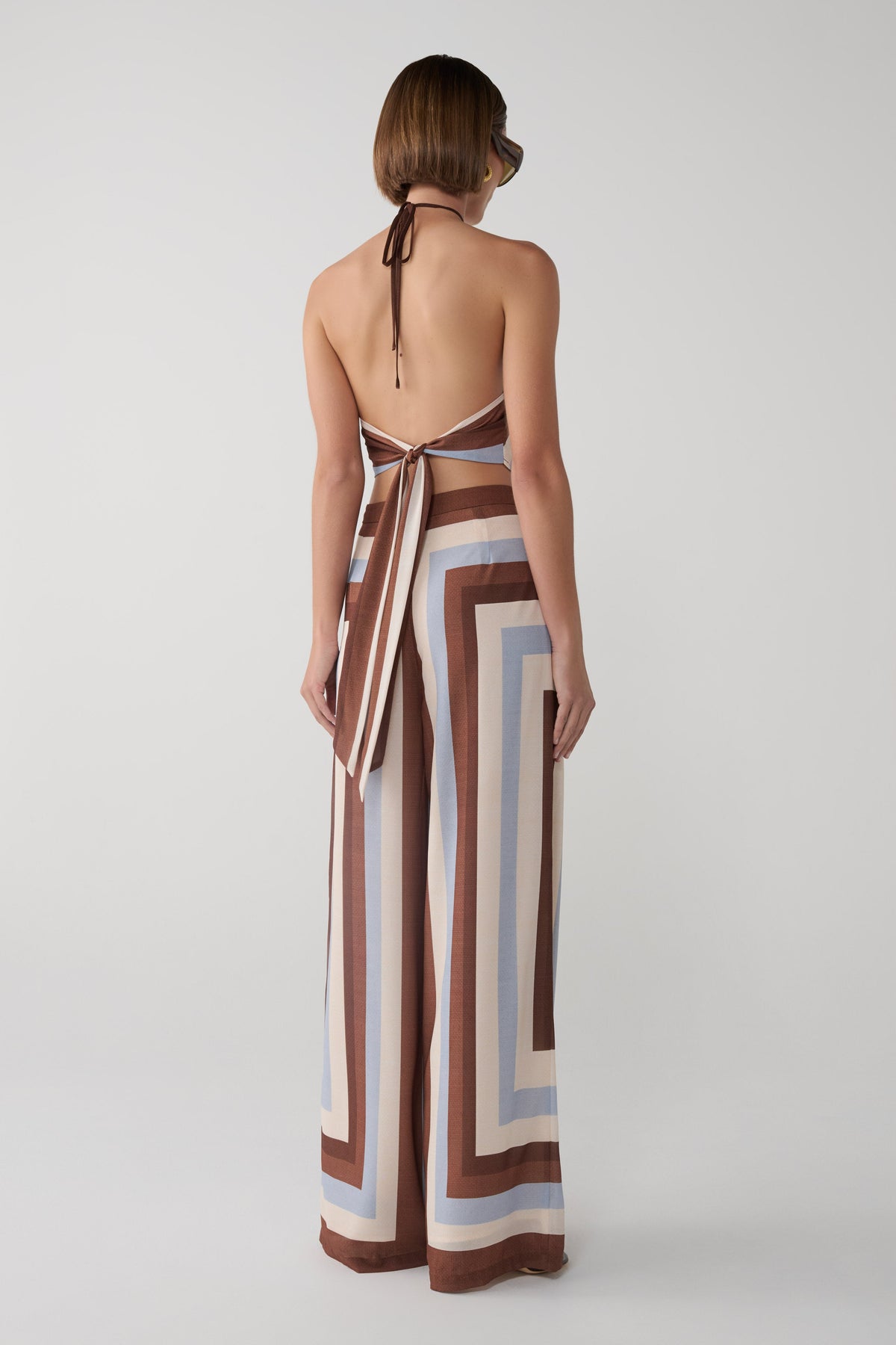 Rachel Chiffon Straight Leg Pants - Blue Stripe