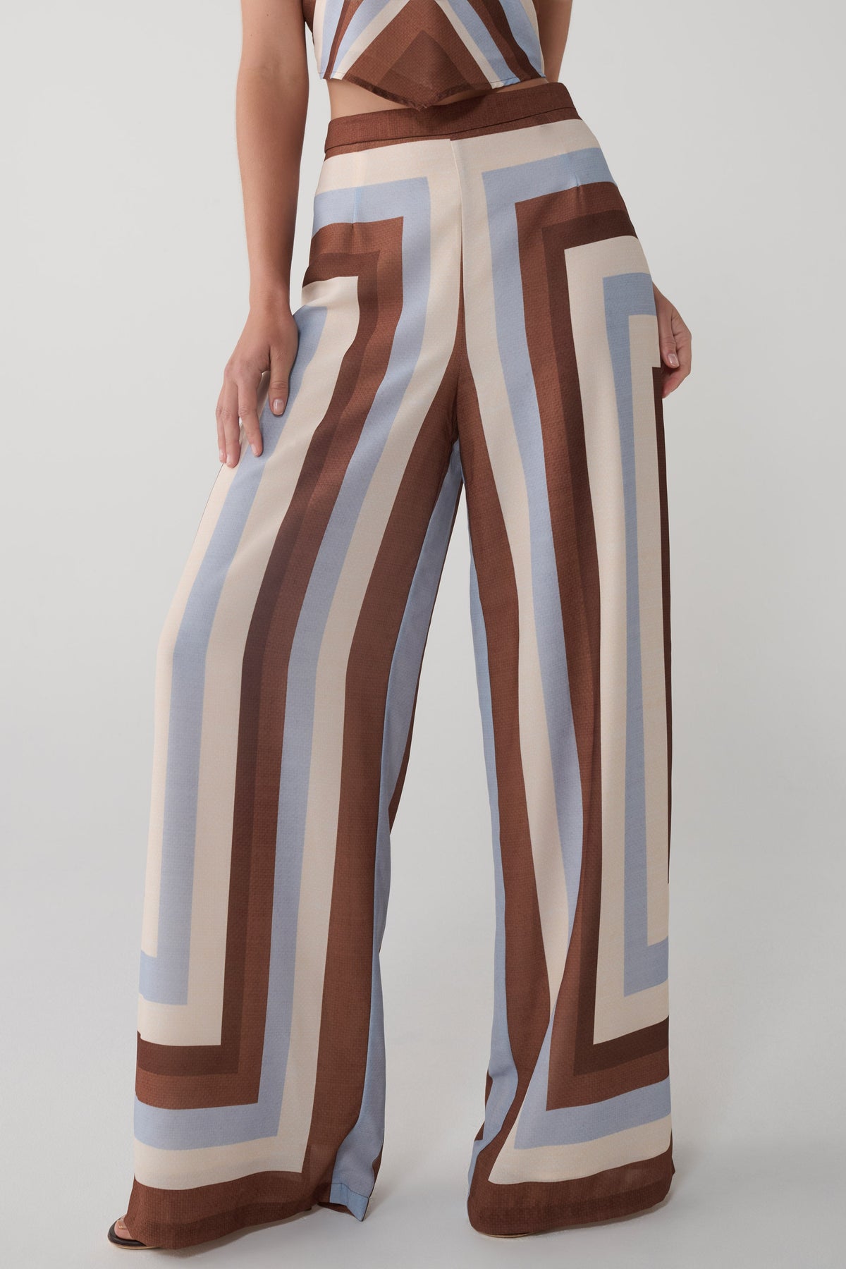 Rachel Chiffon Straight Leg Pants - Blue Stripe #6