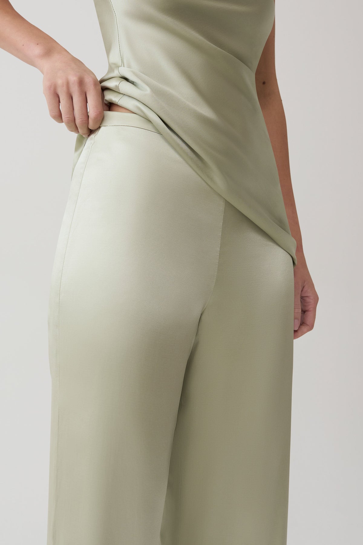 Kayla Silk Blend Straight Leg Pants - Sage #4