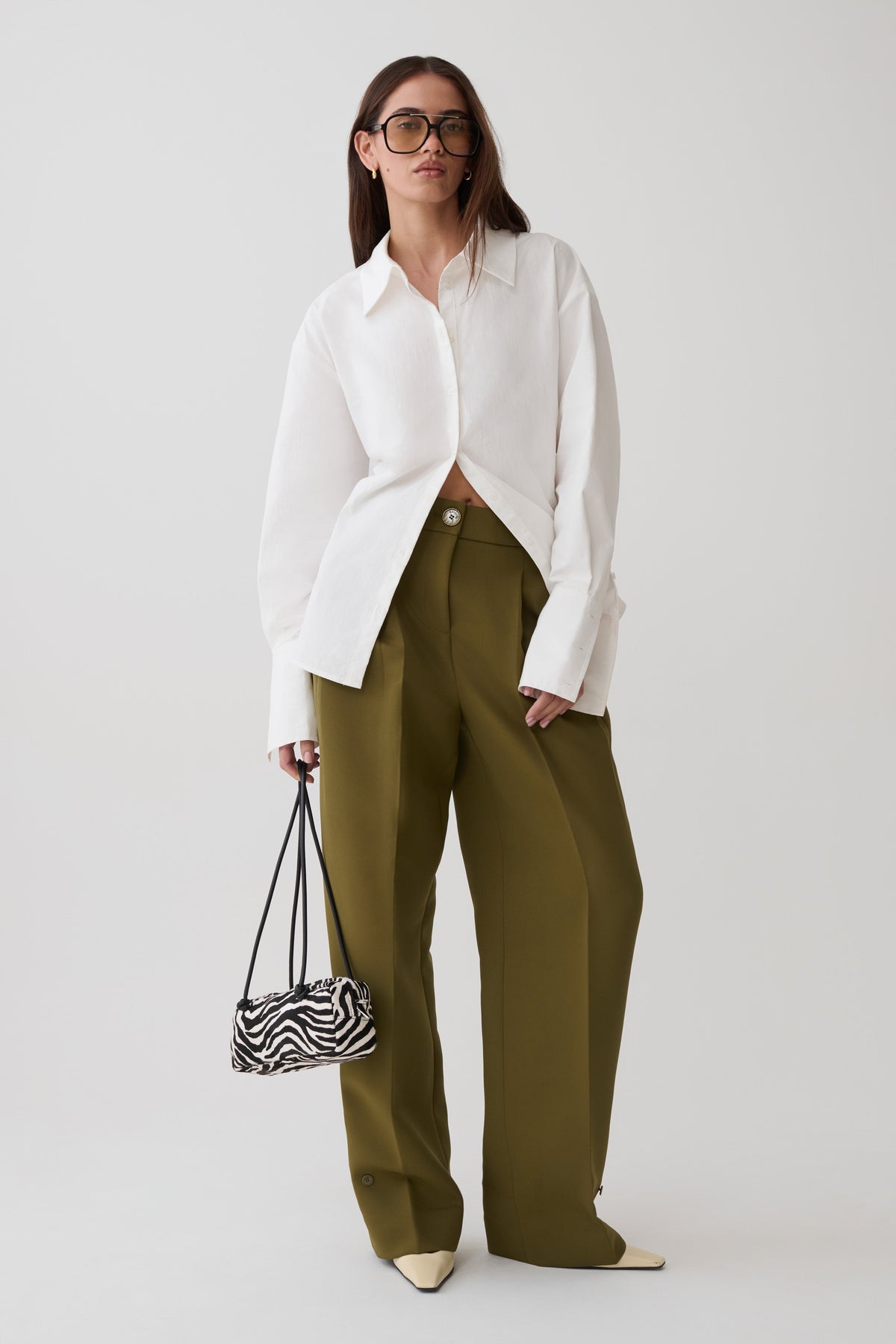 Hazel Pleated Suiting Pants - Olive #6