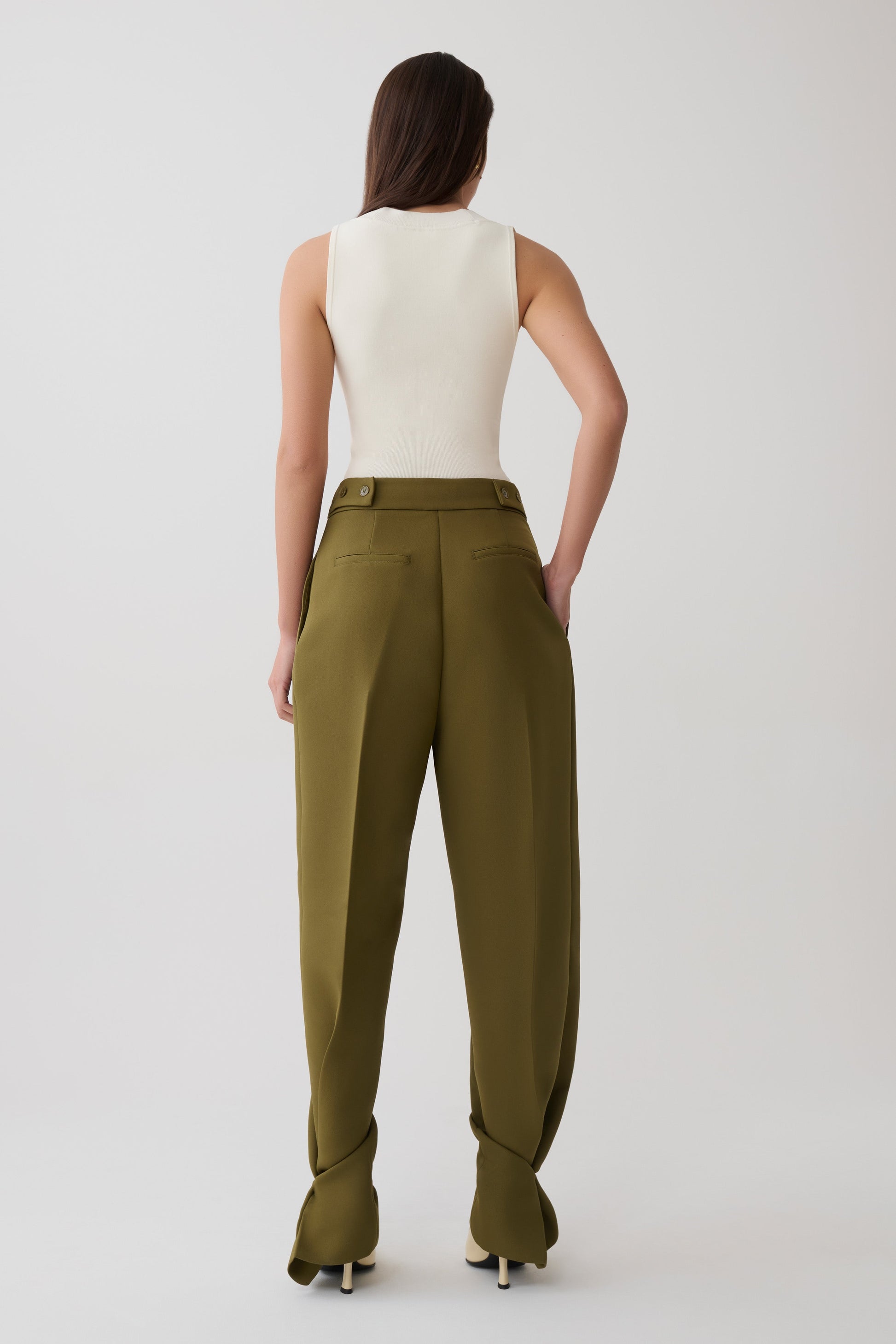 Hazel Pleated Suiting Pants - Olive #2