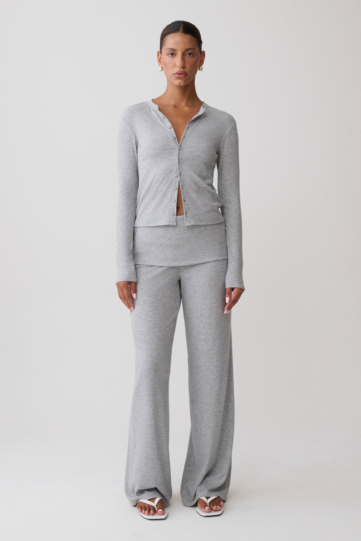 Evadne Elasticated Pants - Grey Marle #6