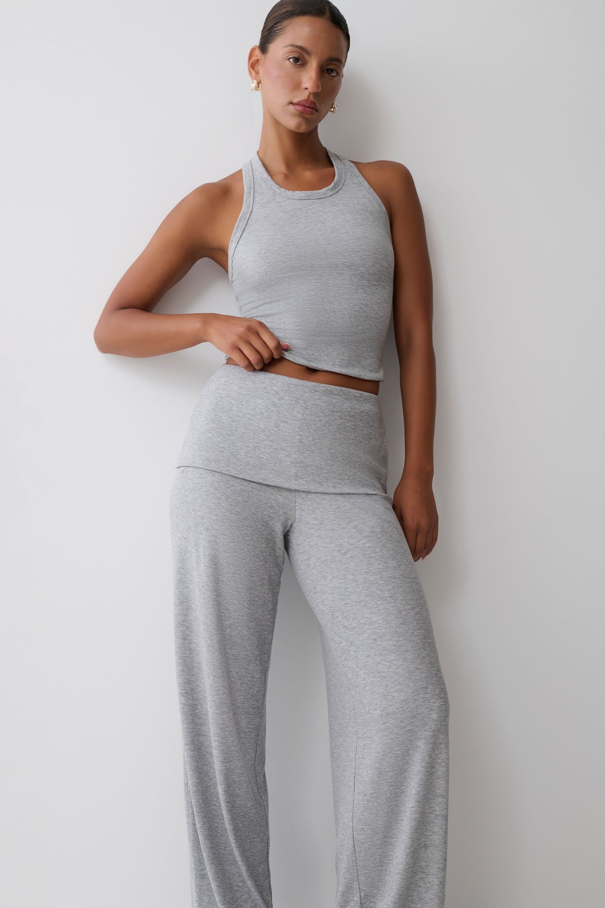 Evadne Elasticated Pants - Grey Marle #3