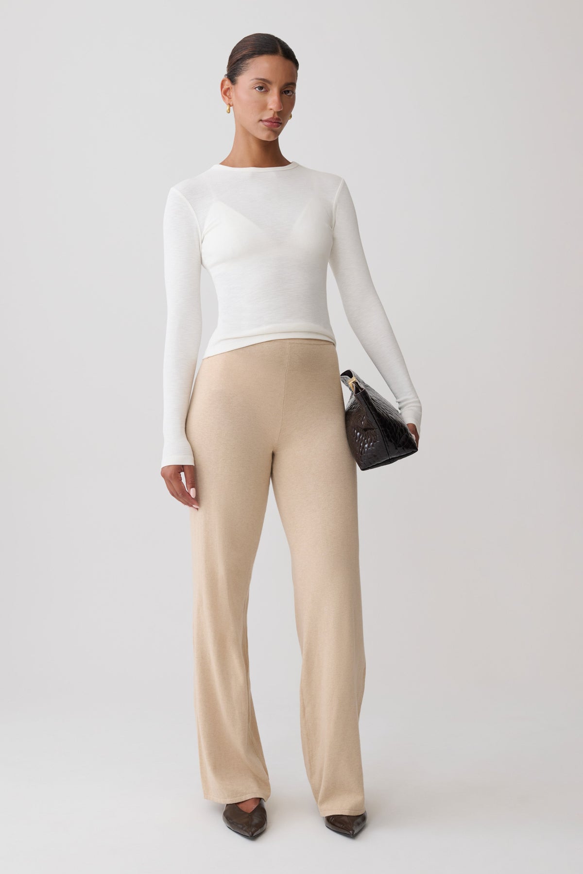 Helania Knit Pants - Oat Marle