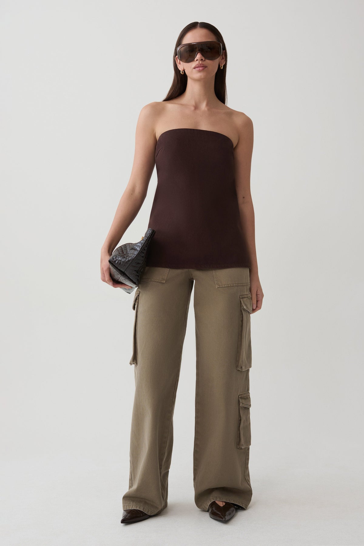 Shanice Twill Denim Cargo Pants - Washed Olive