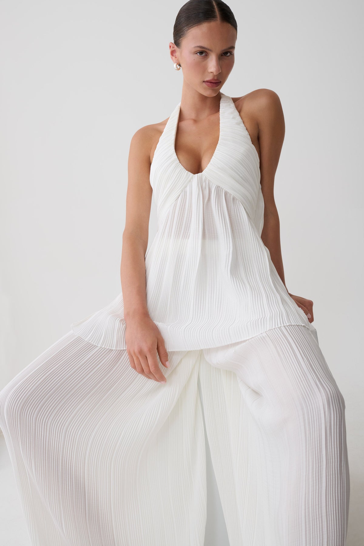 Jonah Plisse Straight Leg Pants - Ivory #4