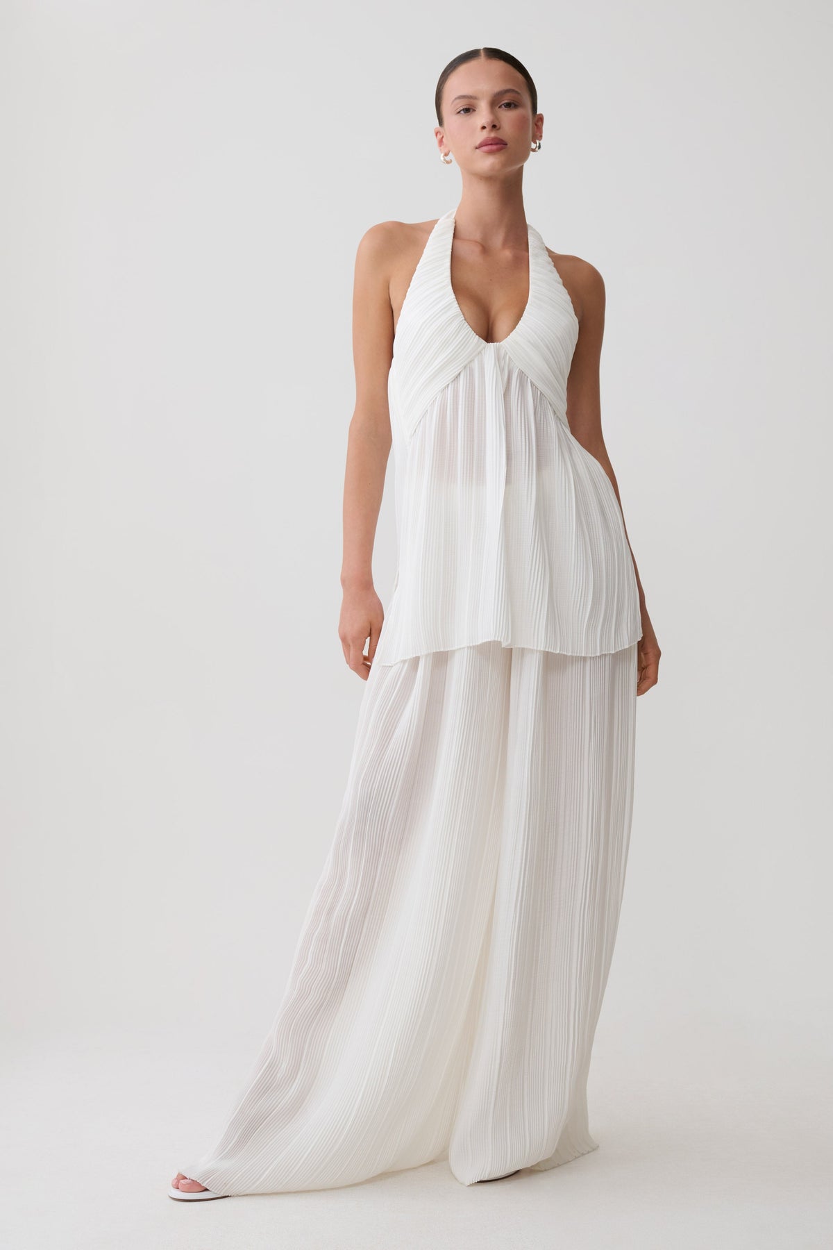 Jonah Plisse Straight Leg Pants - Ivory