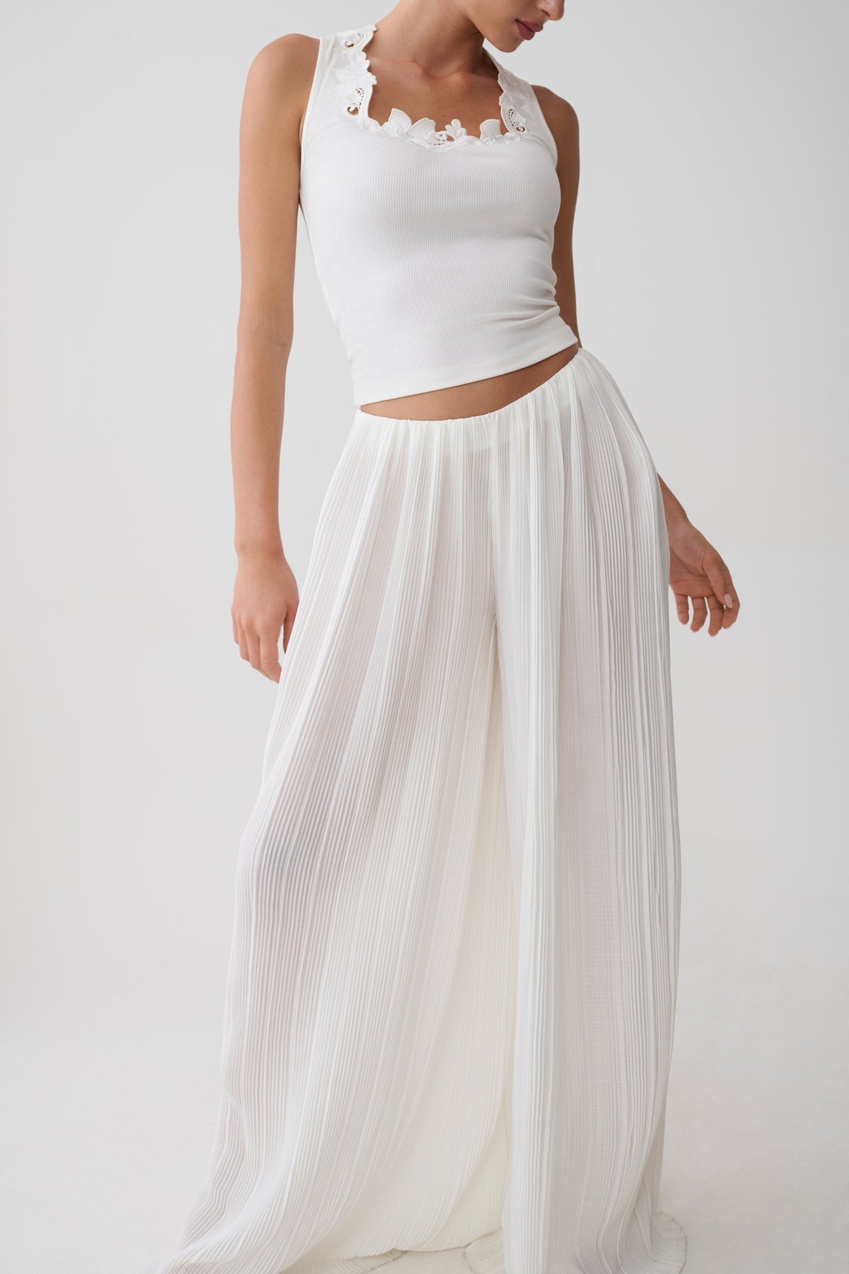 Jonah Plisse Straight Leg Pants - Ivory #6