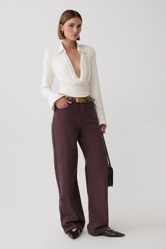 Bronte Straight Leg Denim Jeans - Chocolate Snake
