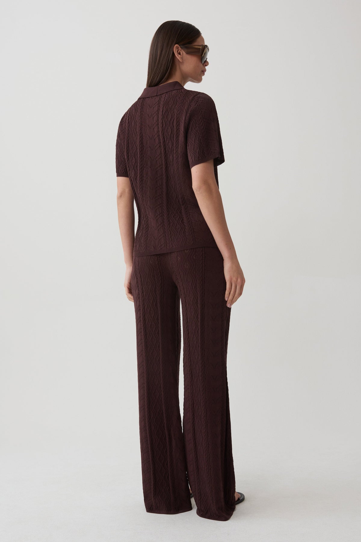 Jill Pointelle Knit Pants - Chocolate #2