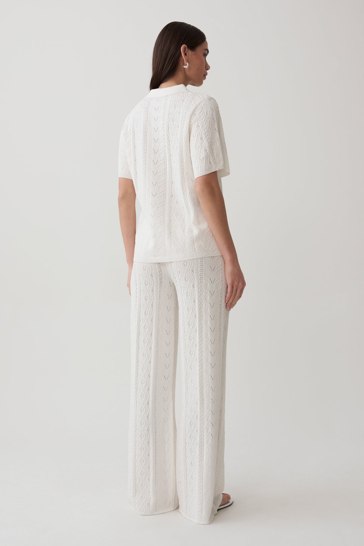 Jill Pointelle Knit Pants - White #2