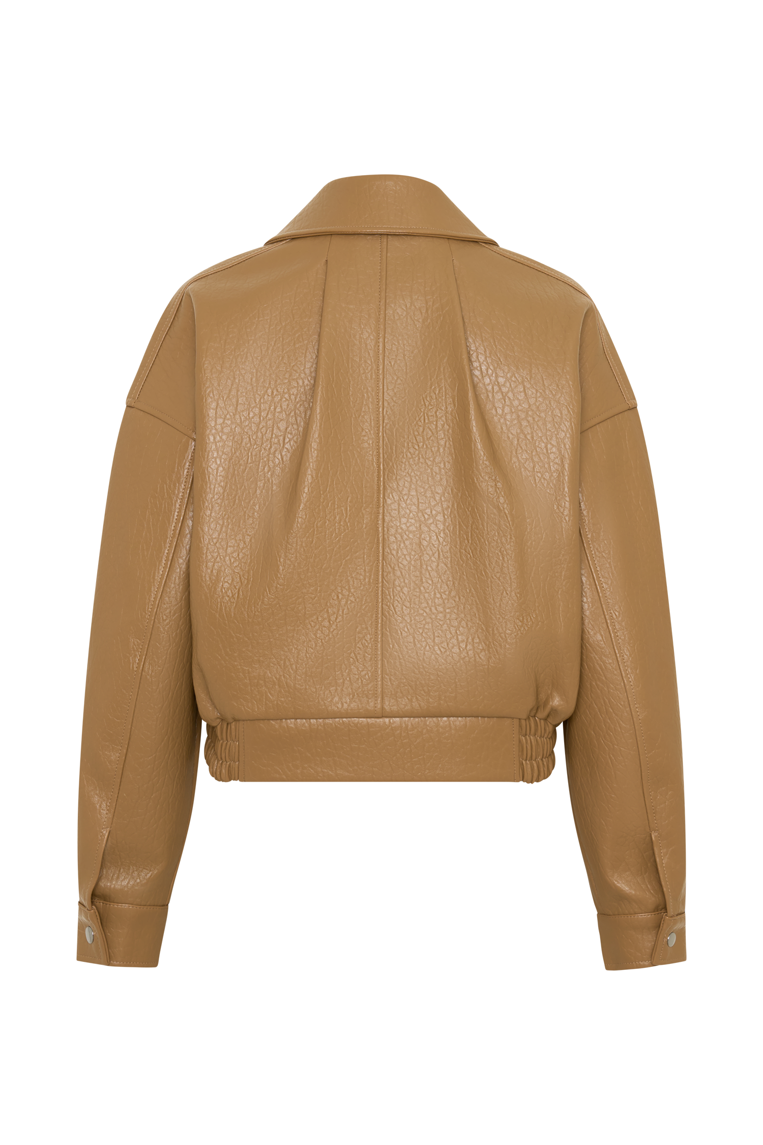 Paige Faux Leather Cropped Jacket - Beige #9