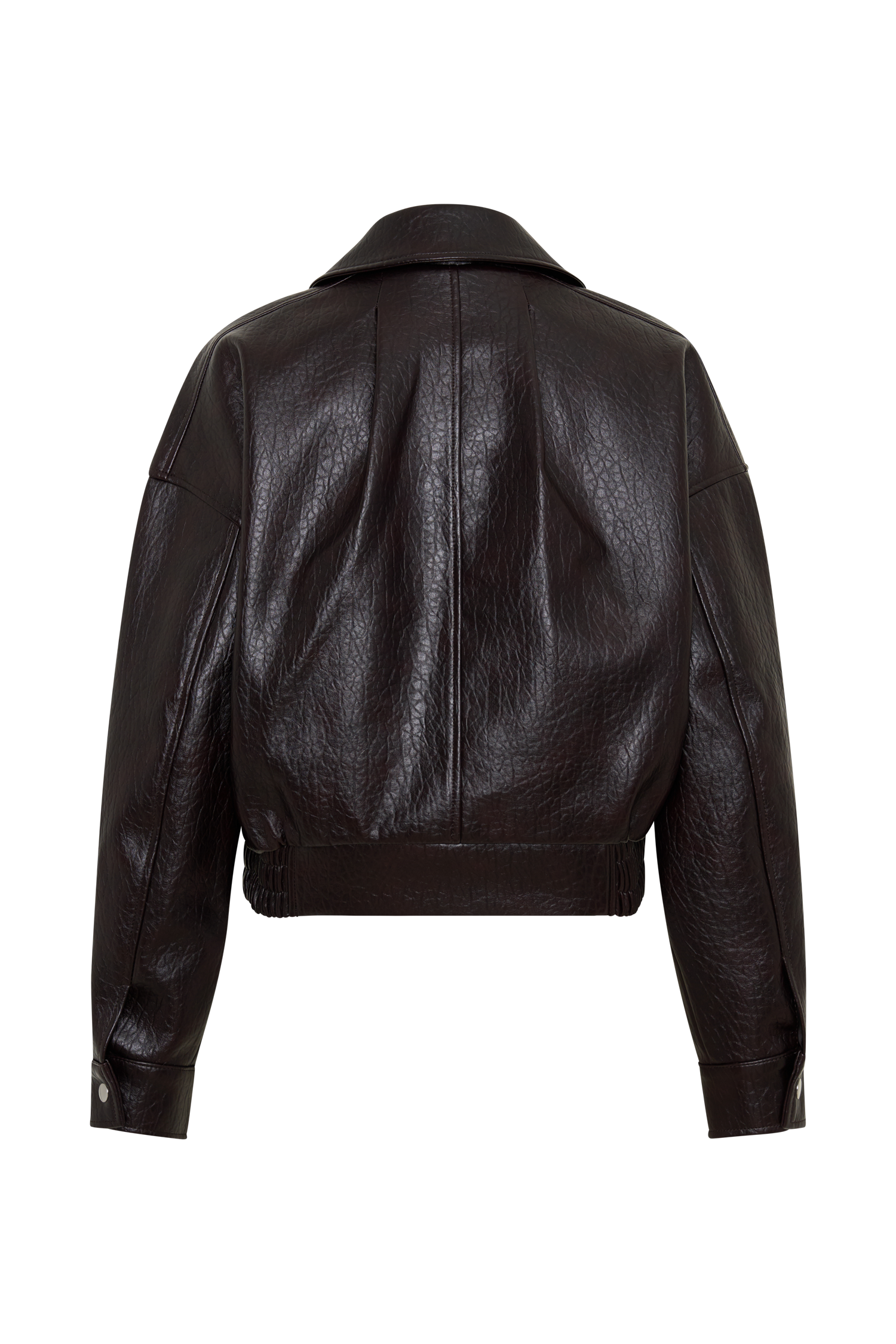 Paige Faux Leather Cropped Jacket - Cherry Brown #11