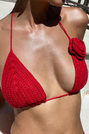Verali Rose Crochet Bikini Top - Red