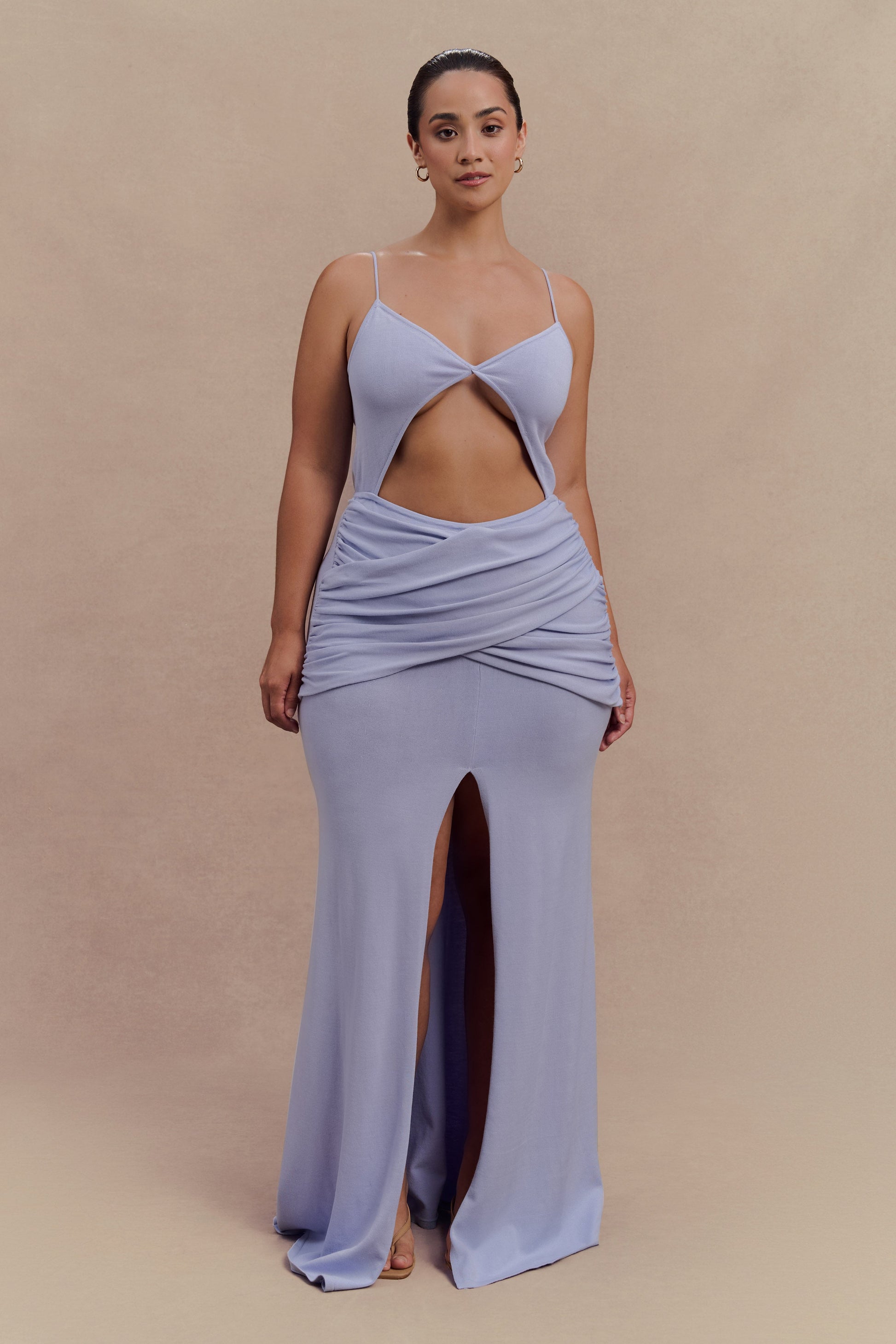 Reama Wrap Over Knit Maxi Dress - Cornflower Blue #9