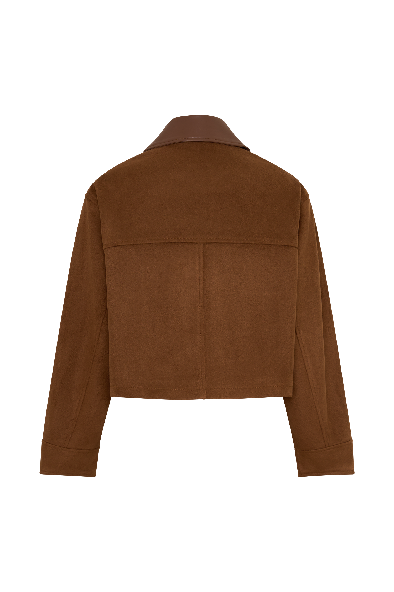 Remy Faux Suede & Leather Collared Jacket - Tan #9