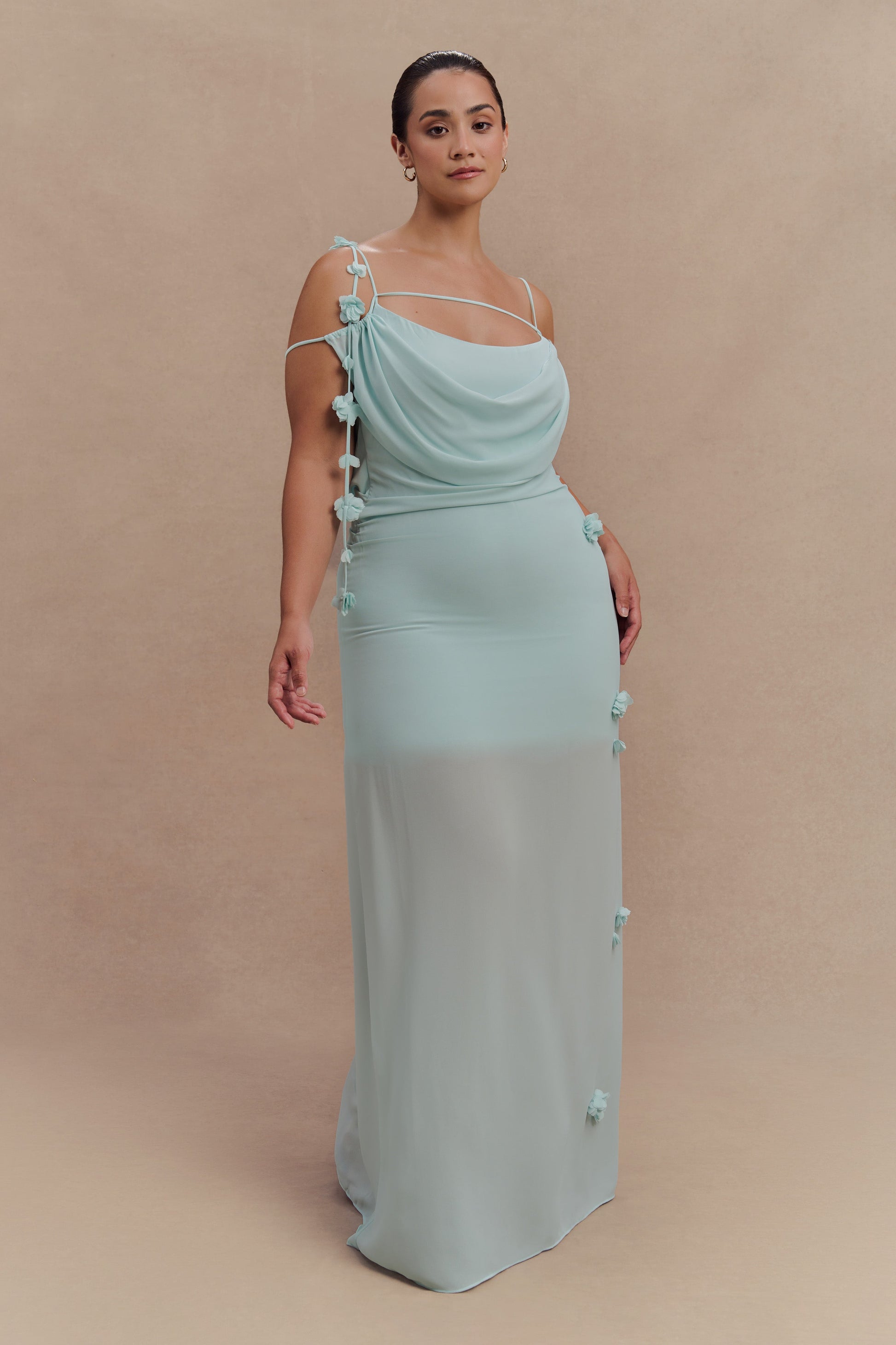 Rosalie Floral Chiffon Maxi Dress / Lagoon | MESHKI