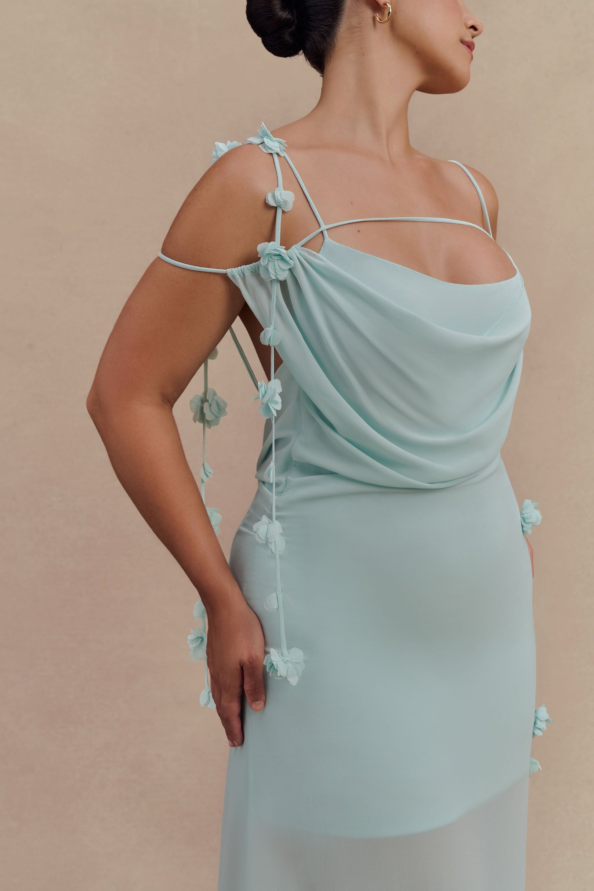 Rosalie Floral Chiffon Maxi Dress / Lagoon | Meshki | XXS Rosalie Floral Chiffon Maxi Dress / Lagoon | Meshki | XXS