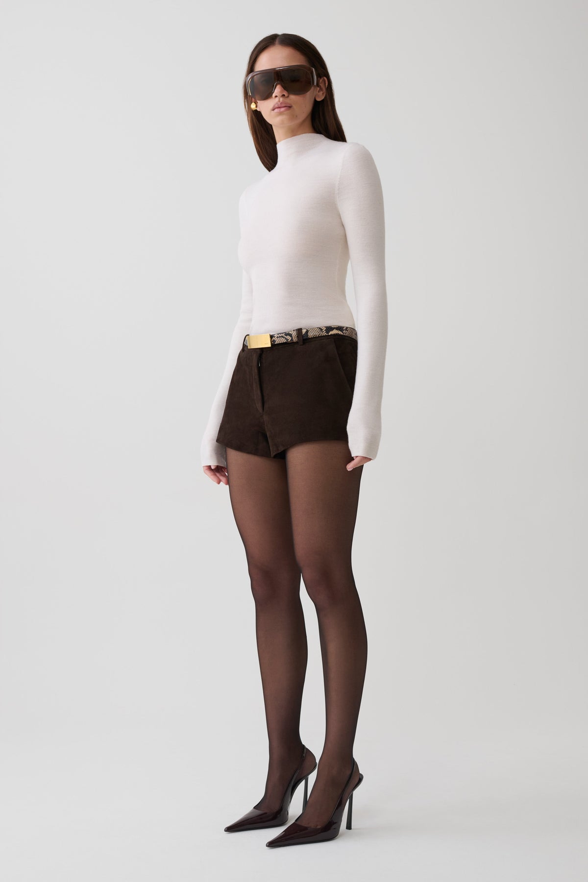 Nicky Suede Micro Shorts - Dark Chocolate