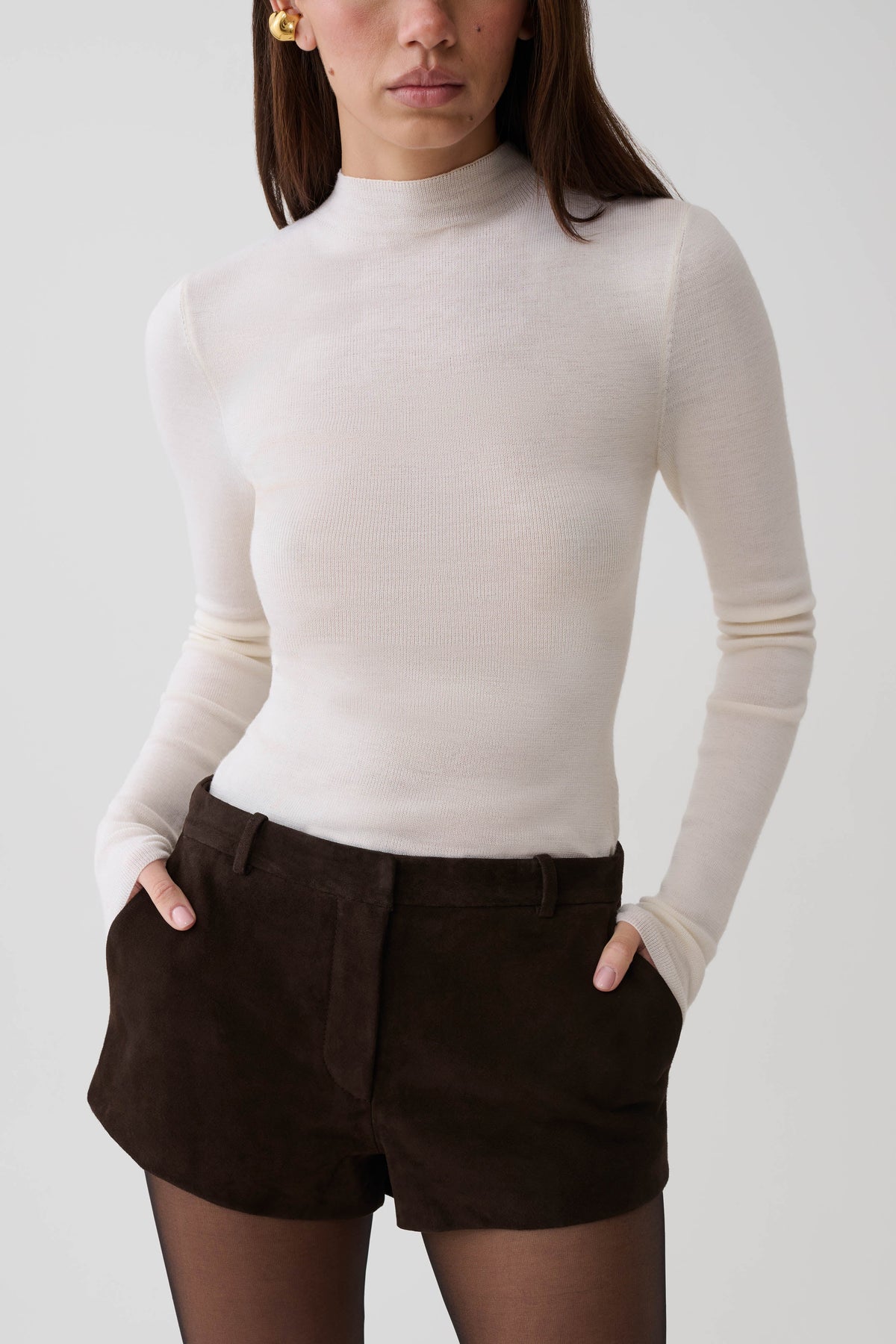 Nicky Suede Micro Shorts - Dark Chocolate #7