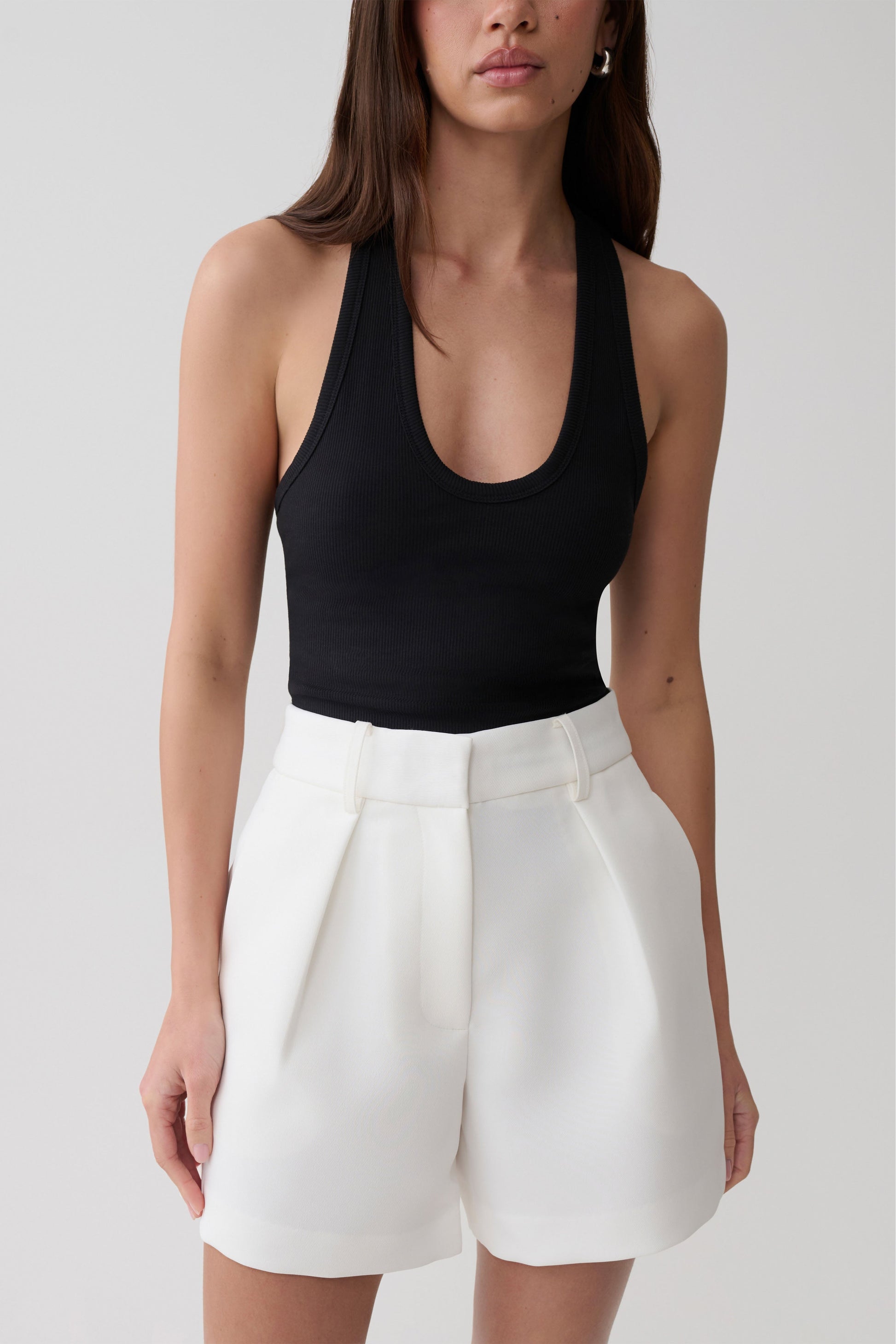 Dominique Pleated Suiting Shorts - Ivory #3