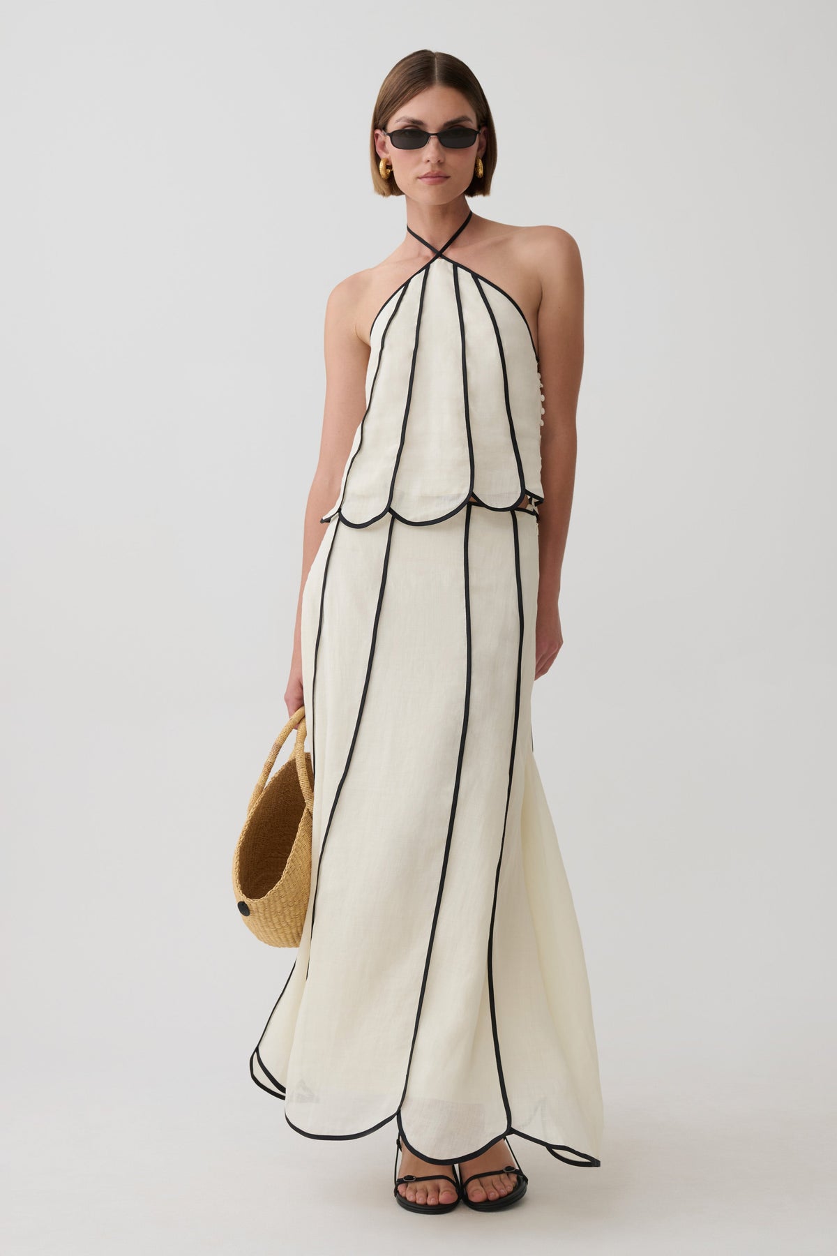 Georgia Panelled Midi Skirt - White/Black #4