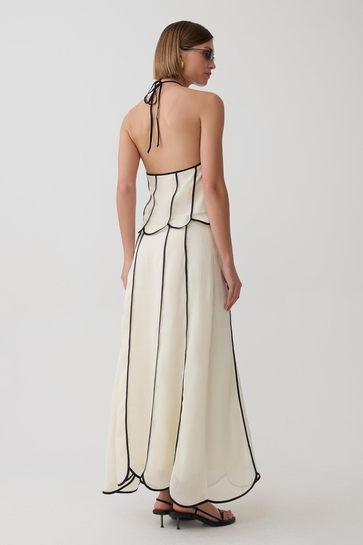 Georgia Panelled Midi Skirt - White/Black
