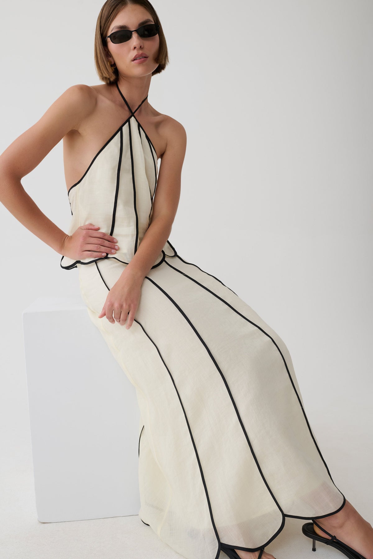 Georgia Panelled Midi Skirt - White/Black #6
