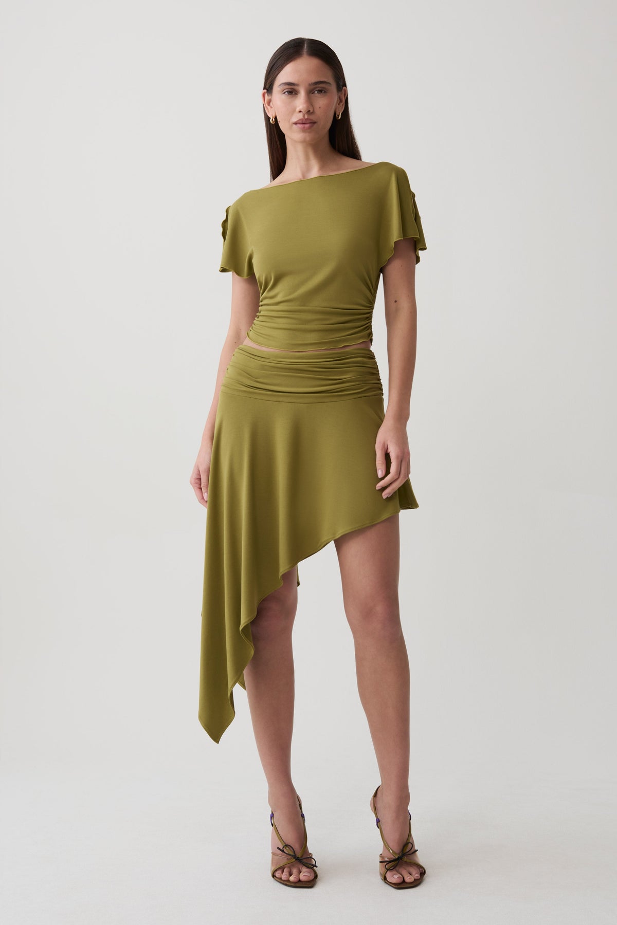 Talise Modal Hankie Midi Skirt - Vintage Olive #4
