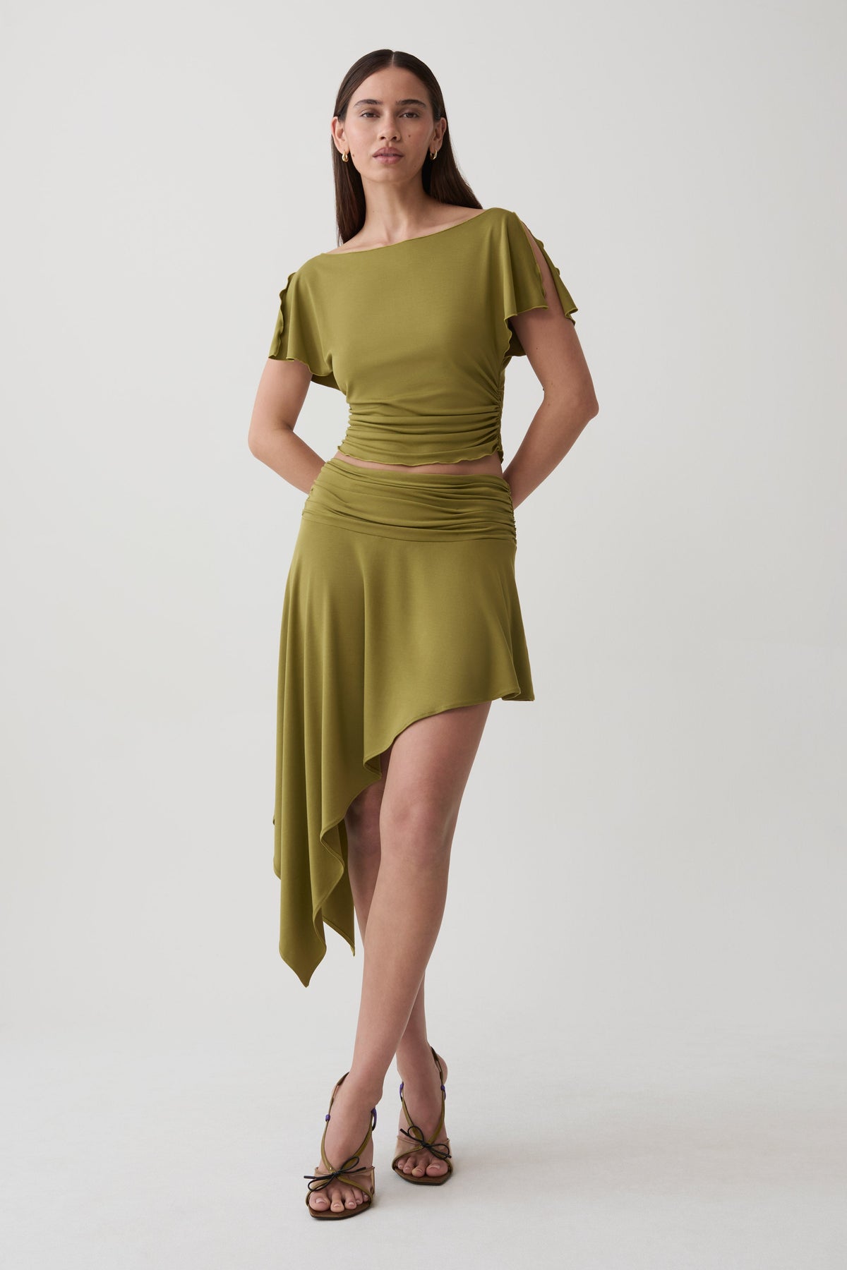 Talise Modal Hankie Midi Skirt - Vintage Olive #5