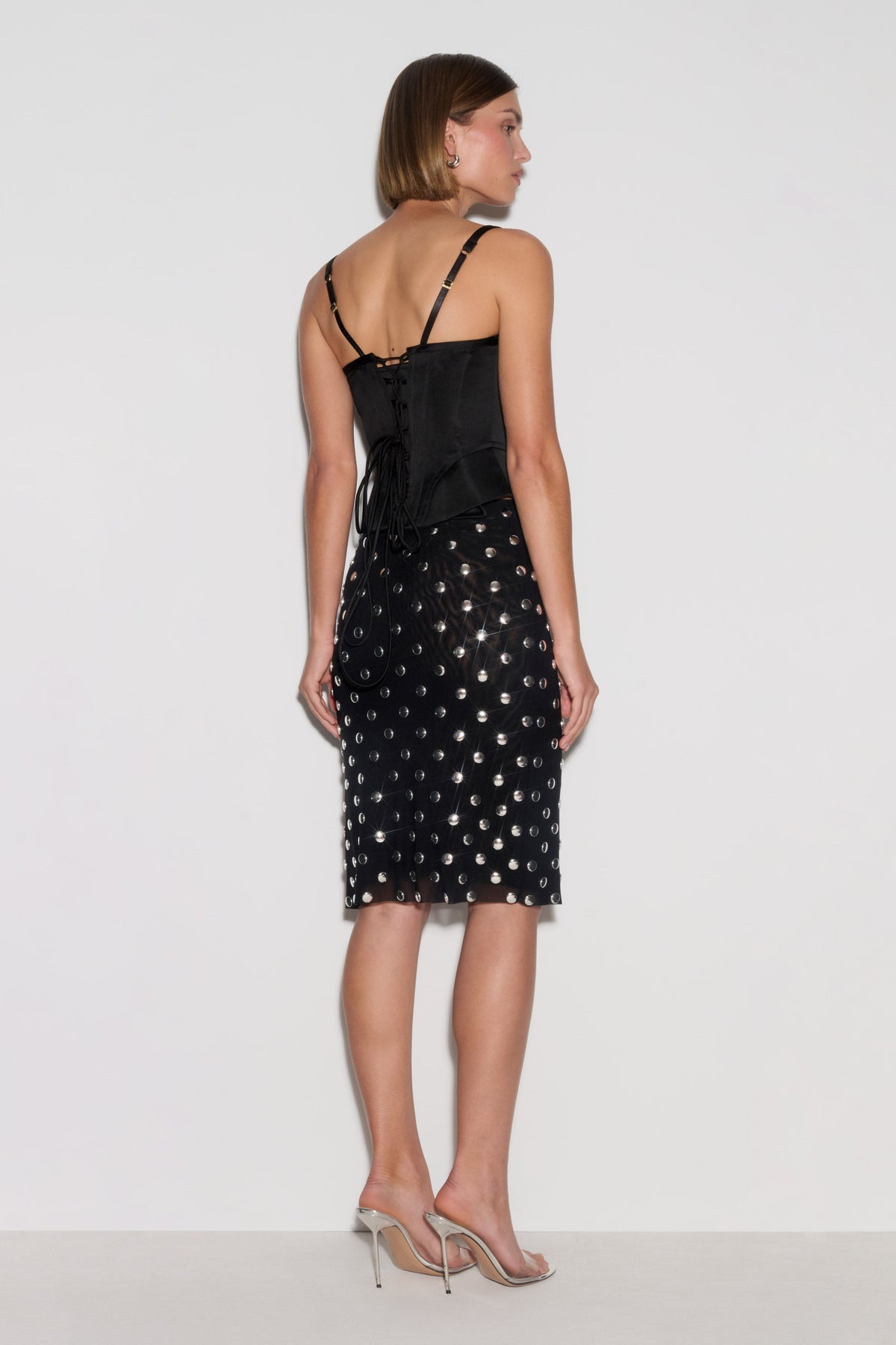 Olivia Stud Midi Skirt - Black #2