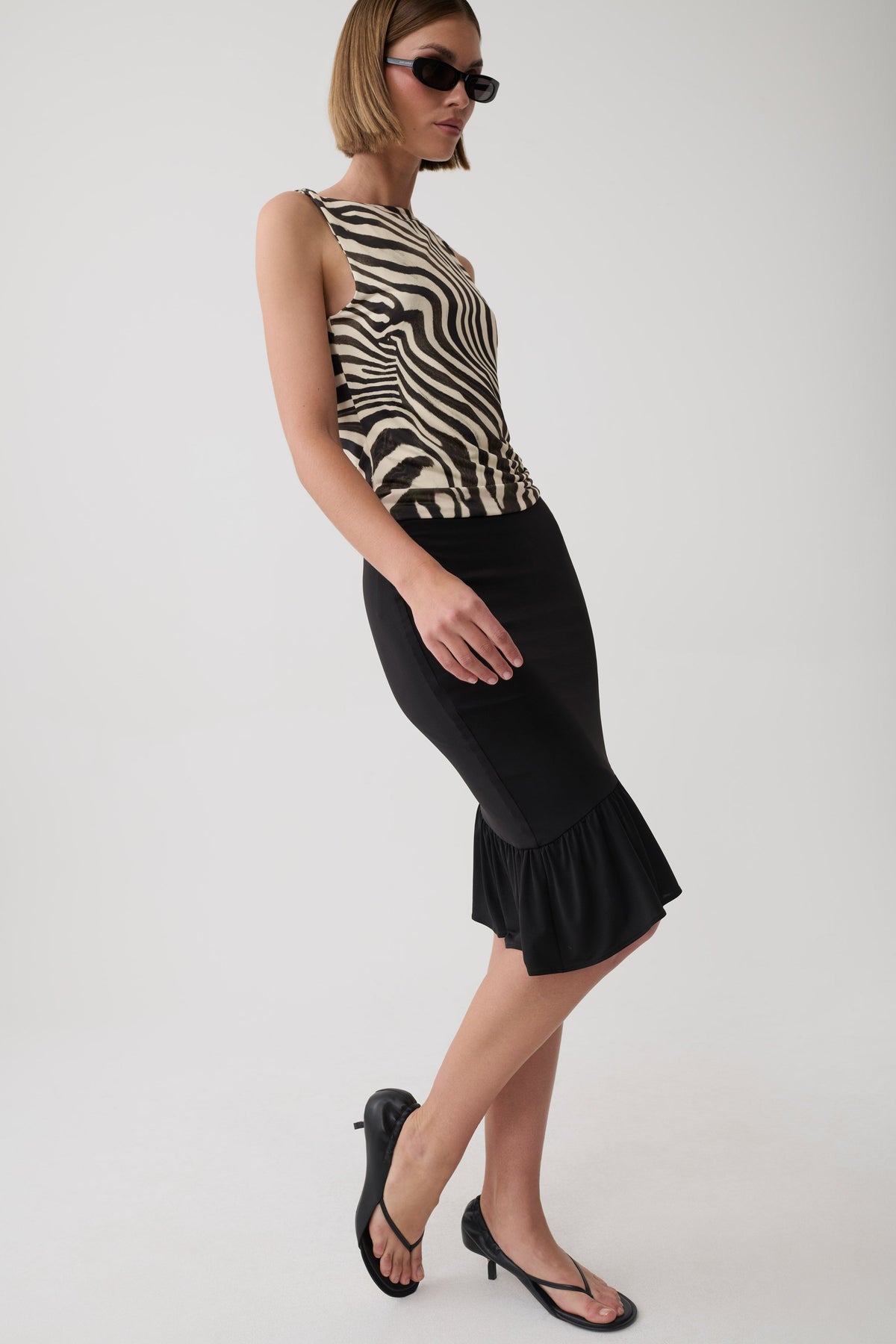 Polina Ruffle Midi Skirt - Black #3