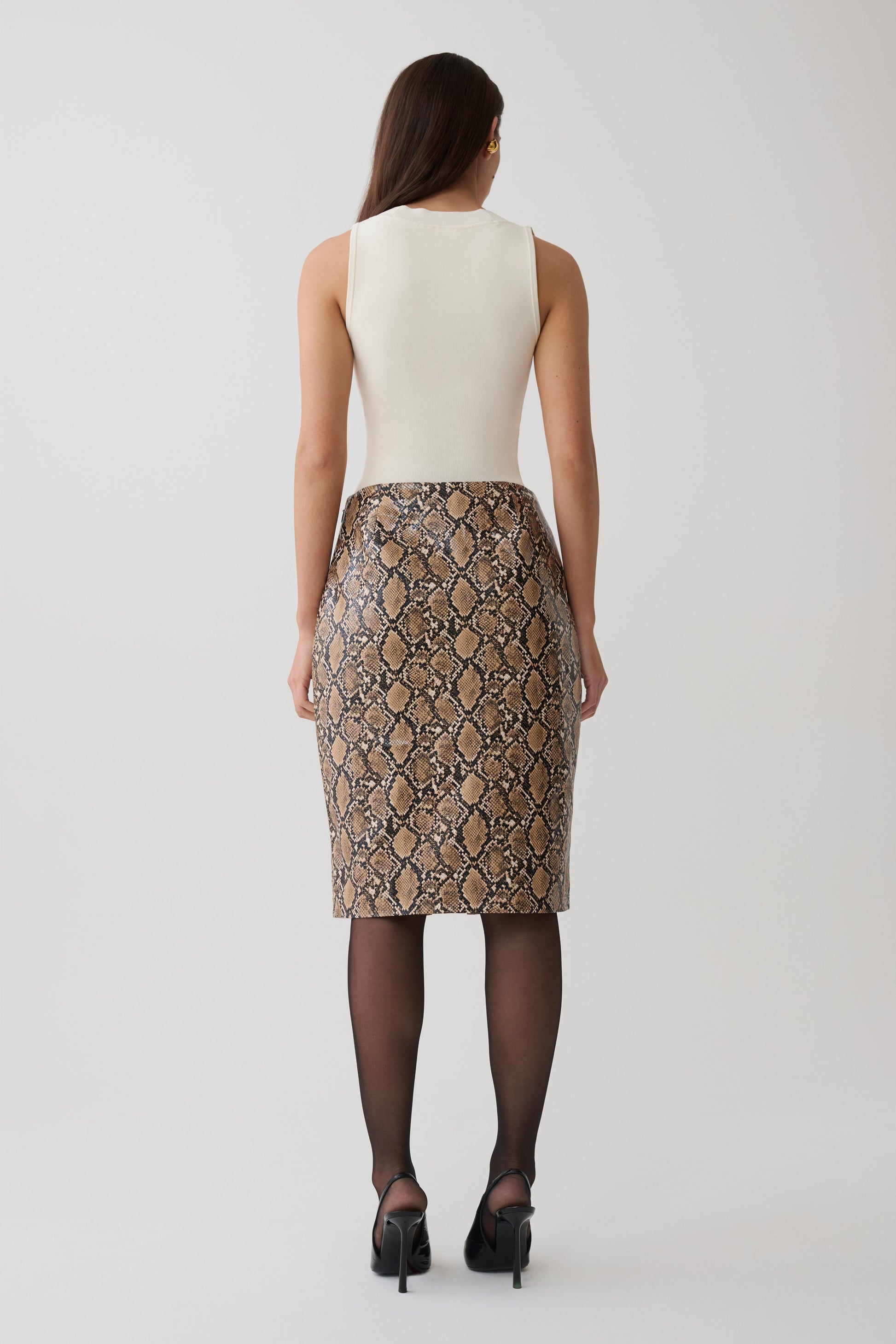 Alexis Faux Leather Midi Skirt - Snake Print #5