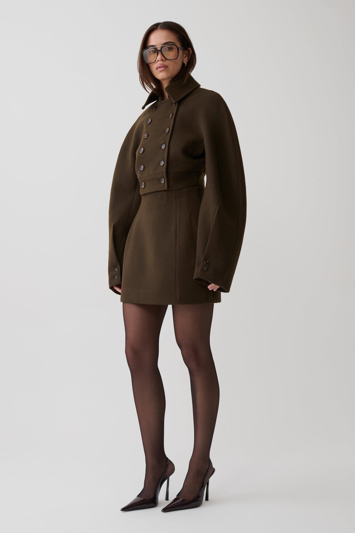 Jemima Wool Blend Mini Skirt - Chocolate